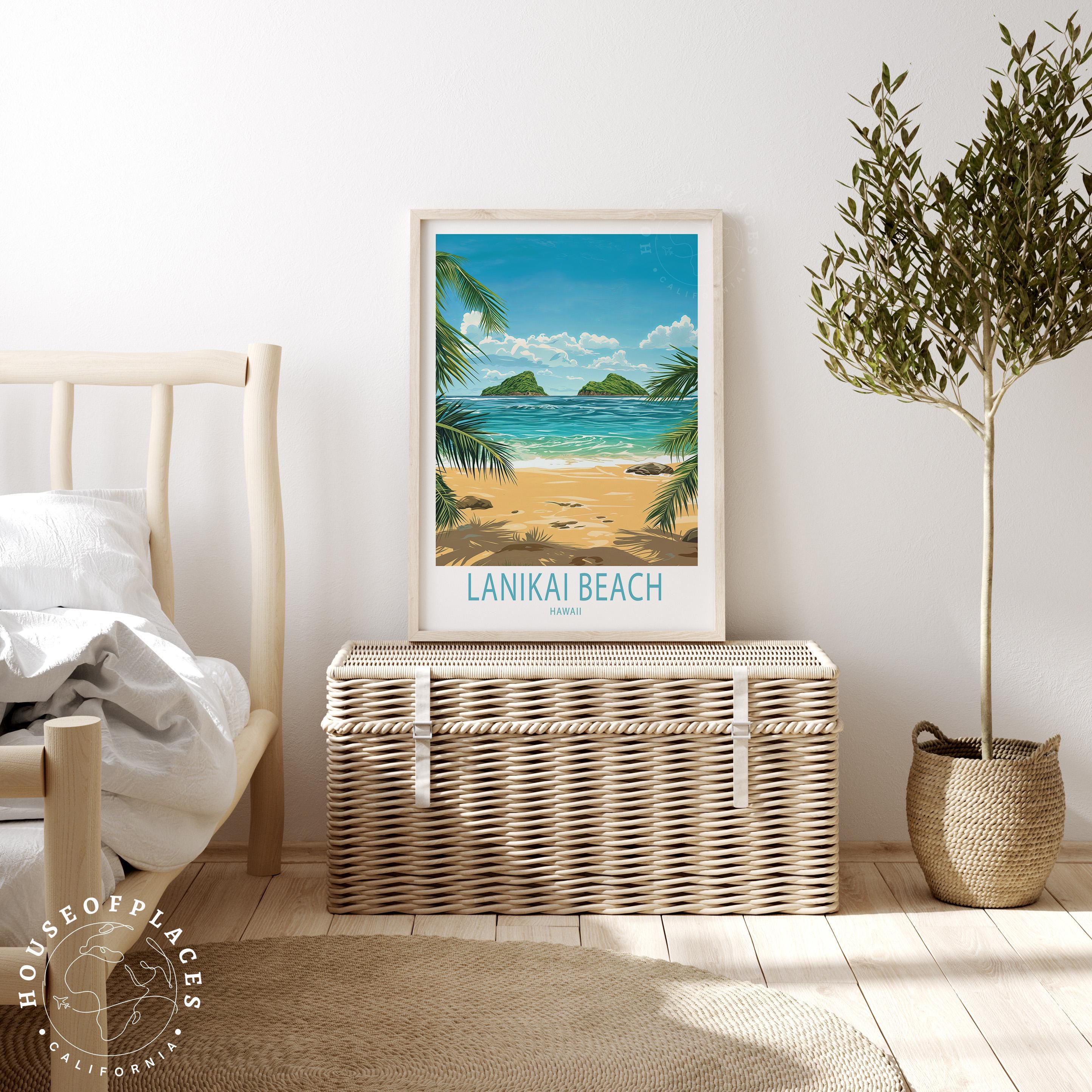 Lanikai Beach Hawaii Travel Poster, Hawaii Travel Print, Lanikai