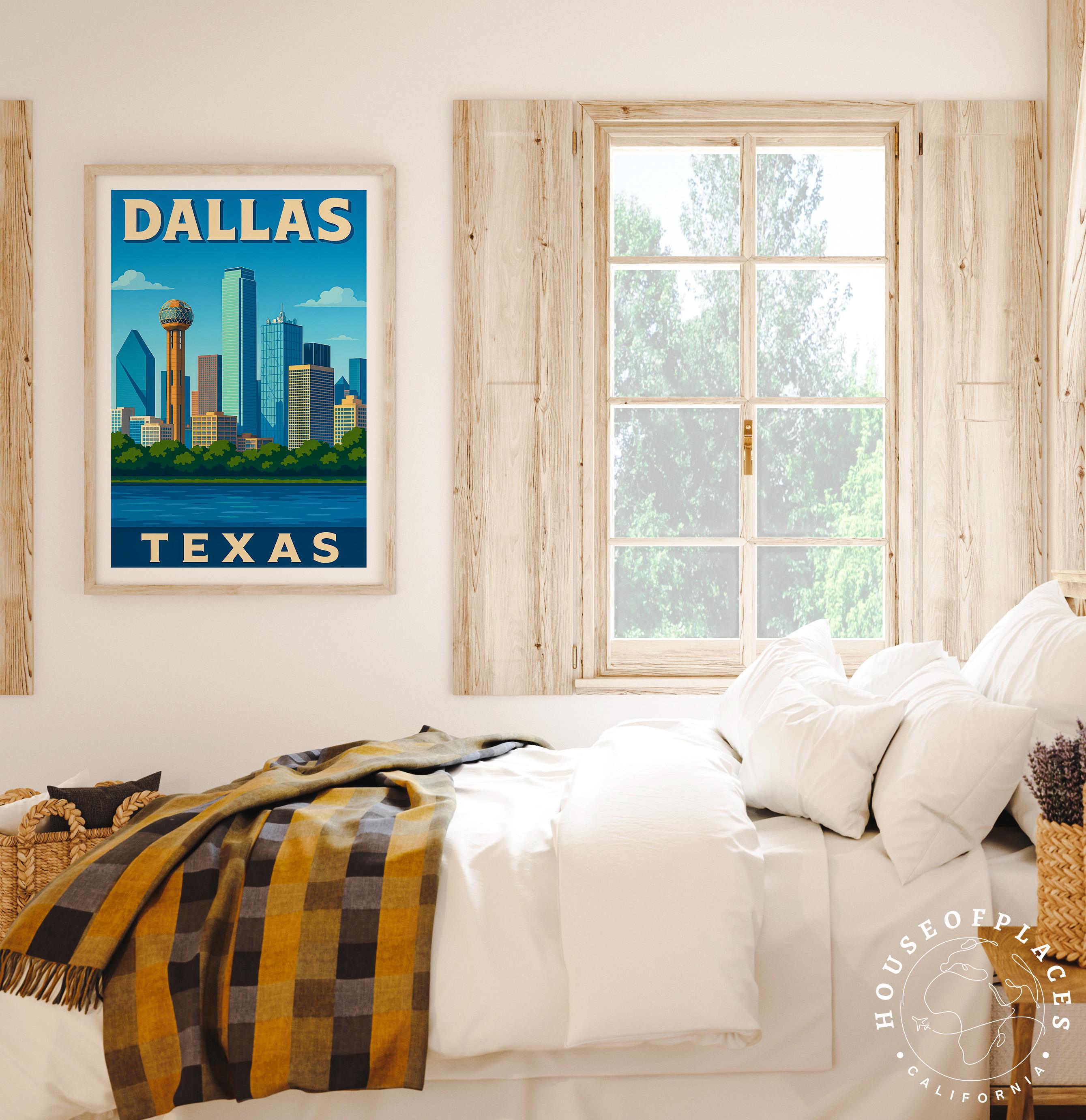 Dallas Texas Travel Poster, Texas Wall Art Print, Dallas Travel Print ...