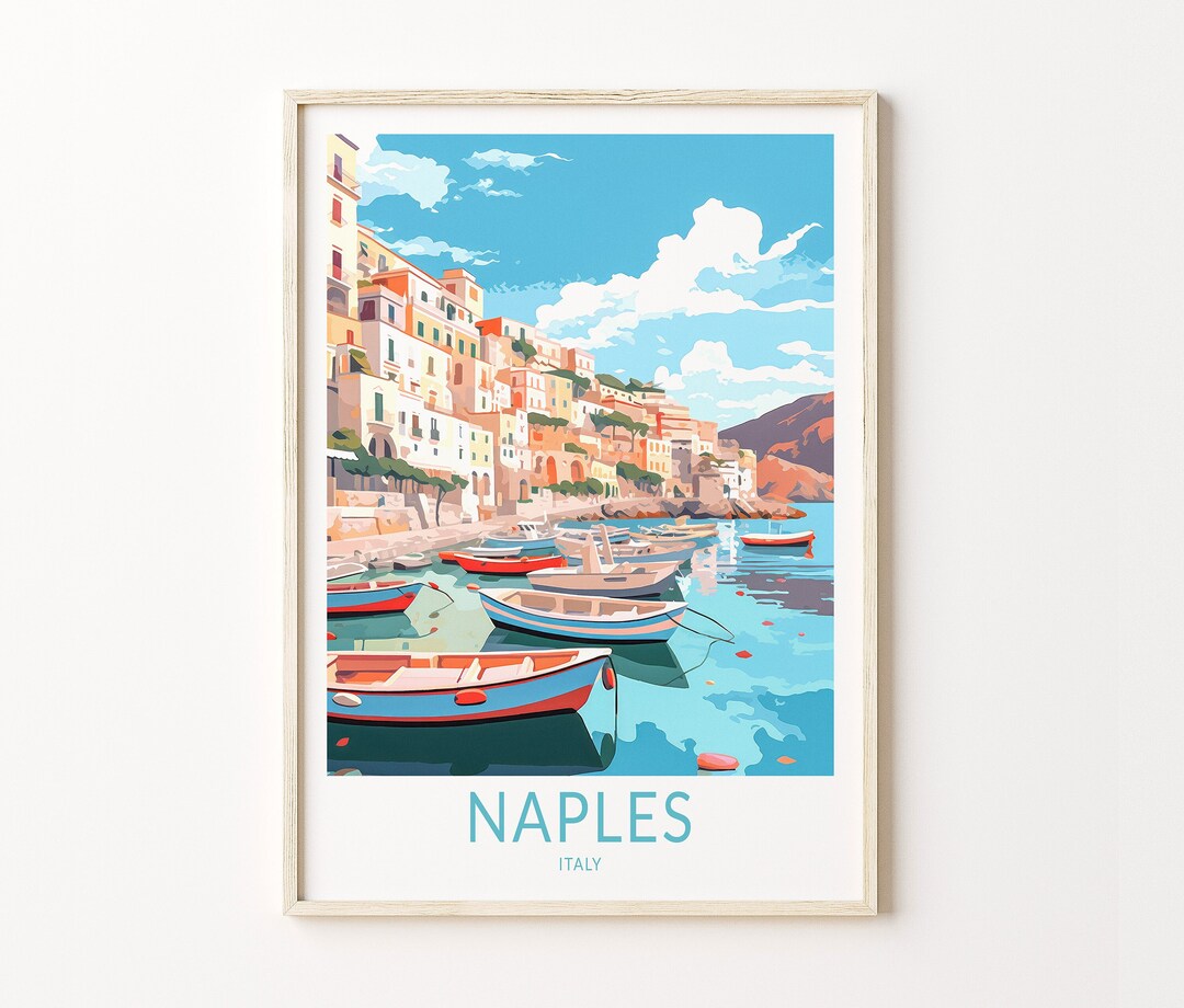 Naples Italy Travel Print, Naples Travel Poster, Italy Coast Naples