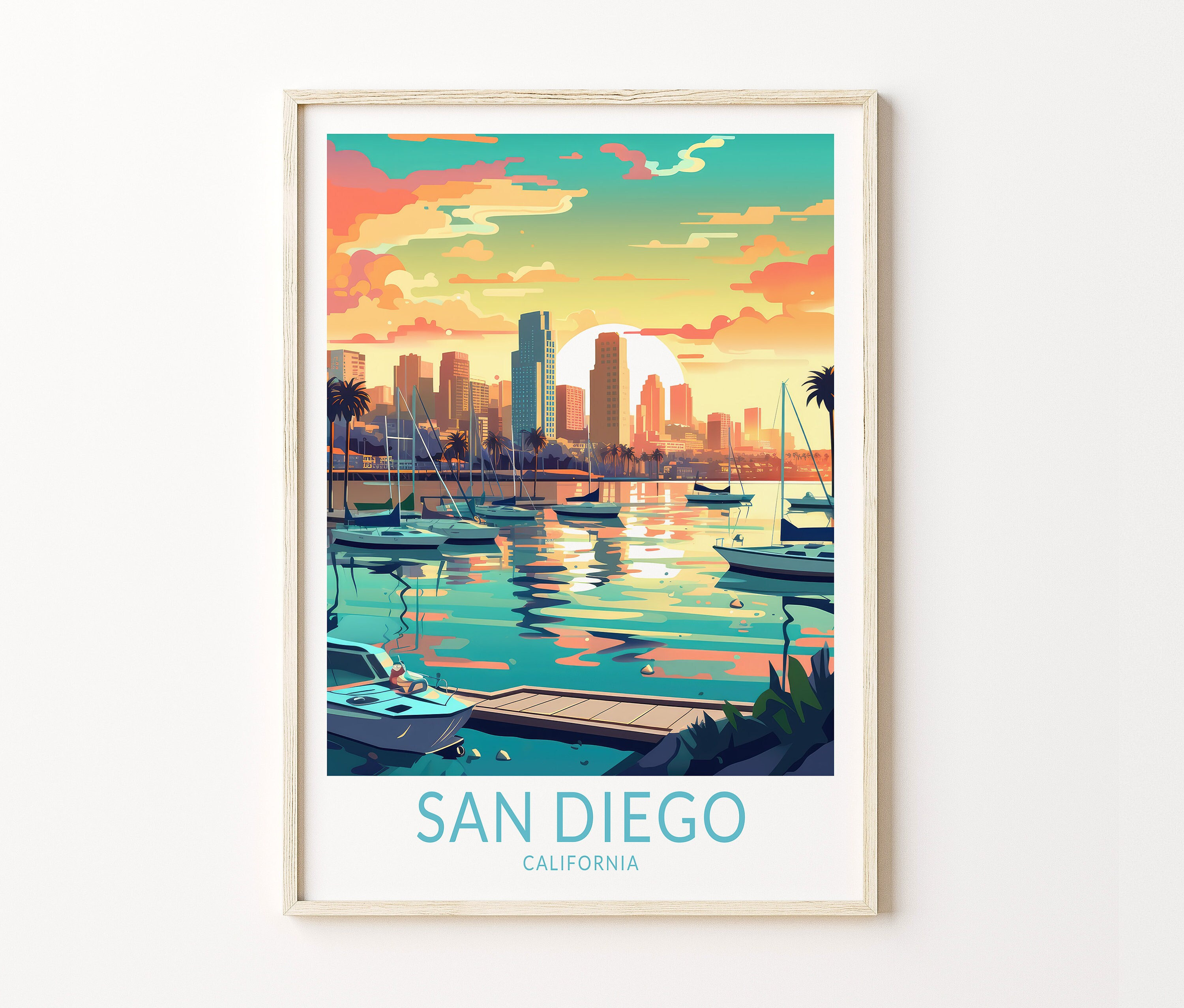 San Diego California Travel Poster, San Diego Travel Wall Poster Print ...