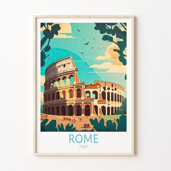 Rome Italie voyage affiche Wall Art, affiche du Colisée de Rome, Colisée Rome Wall Art, Italie Architecture voyage impression, cadeau de voyage