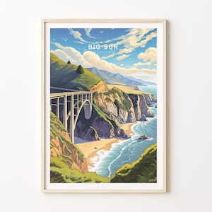 Big Sur Travel Print, California Big Sur Travel Poster, Travel Wall Art, Big Sur Artwork, California Travel Gift Wall Decor