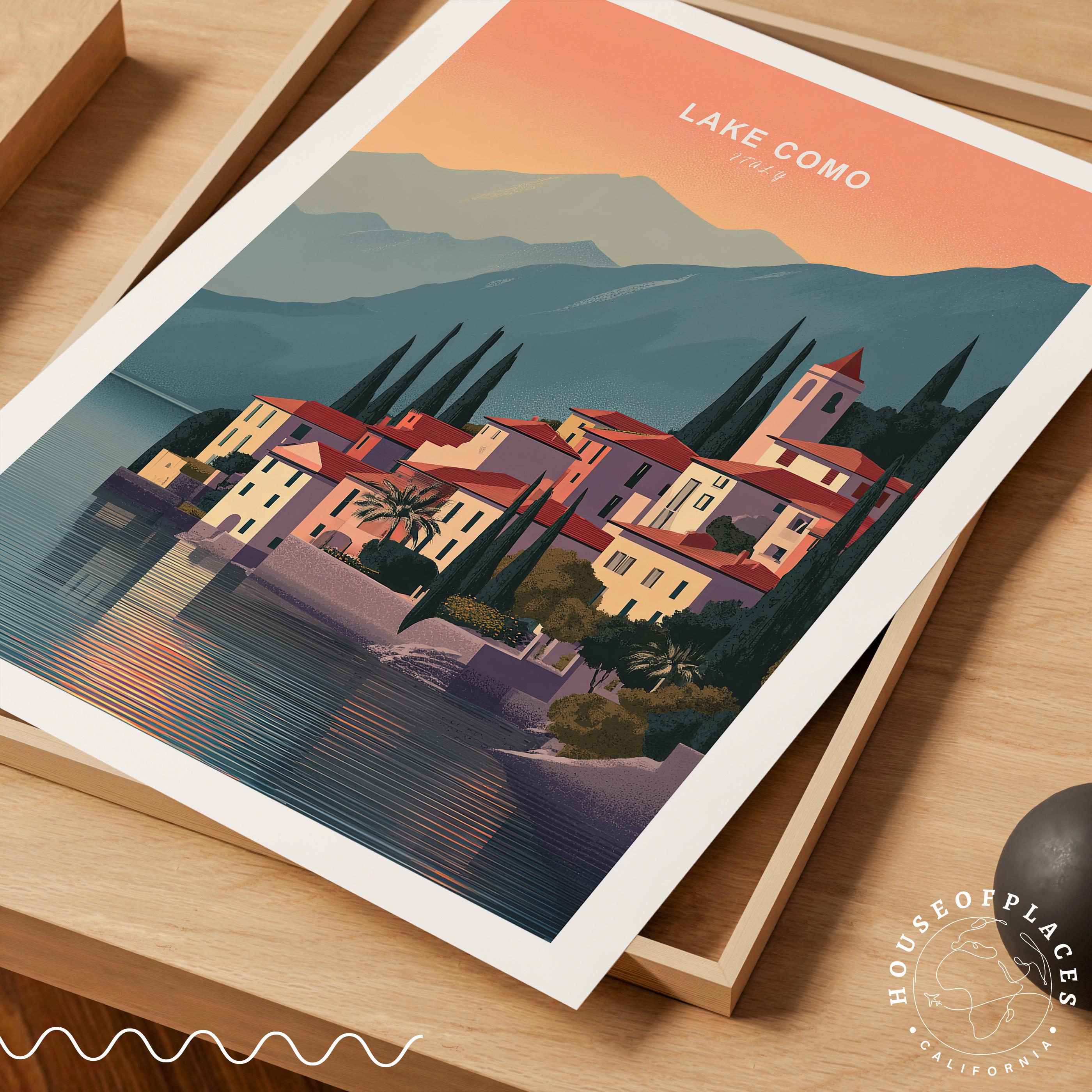 lake como italy travel poster art print (digital... Lake Como Italy Travel Print, Lake Como Travel Poster, Italy Wall Art ...