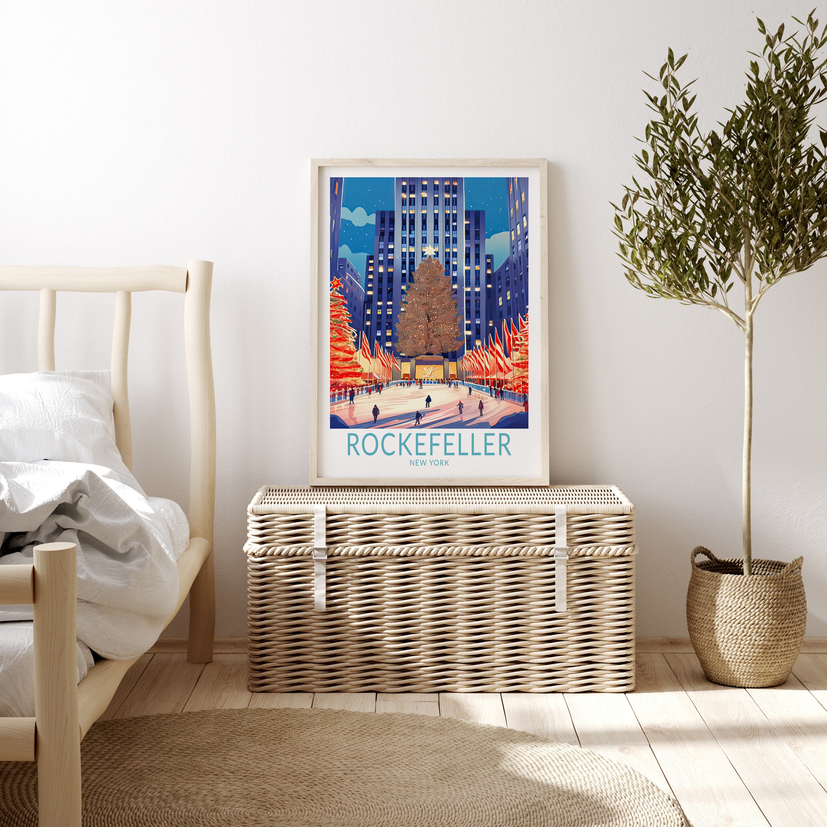 ニューヨークのクリスマス ロックフェラープラザ ポスター