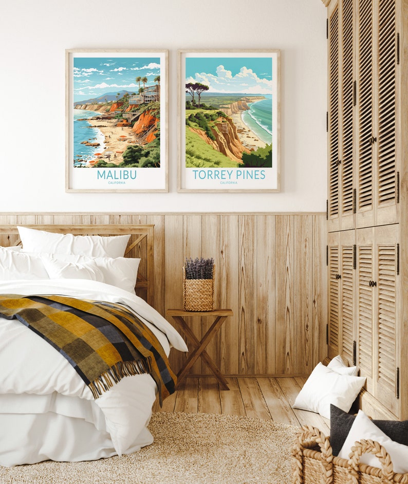 Torrey Color Malibu California Print Wall Art, Malibu California Travel Poster, USA ...