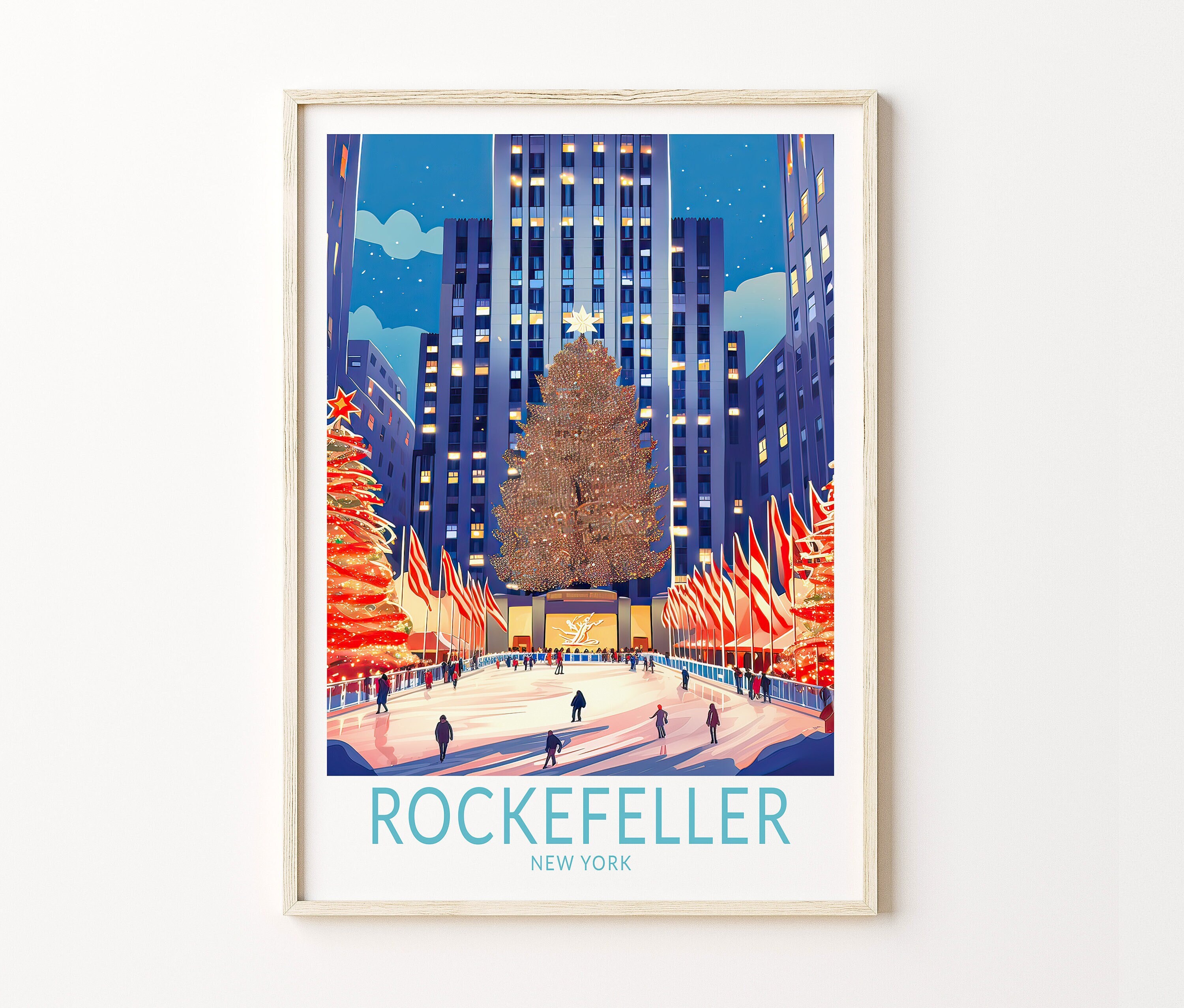 ニューヨークのクリスマス ロックフェラープラザ ポスター