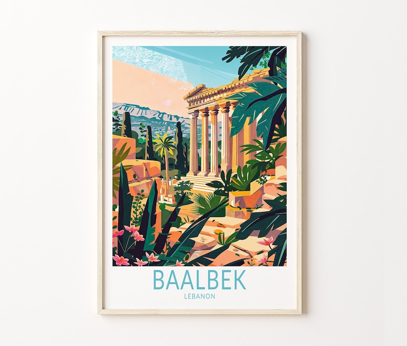 Baalbek Travel Poster, Baalbek Lebanon Poster Print, Lebanon Wall Art ...