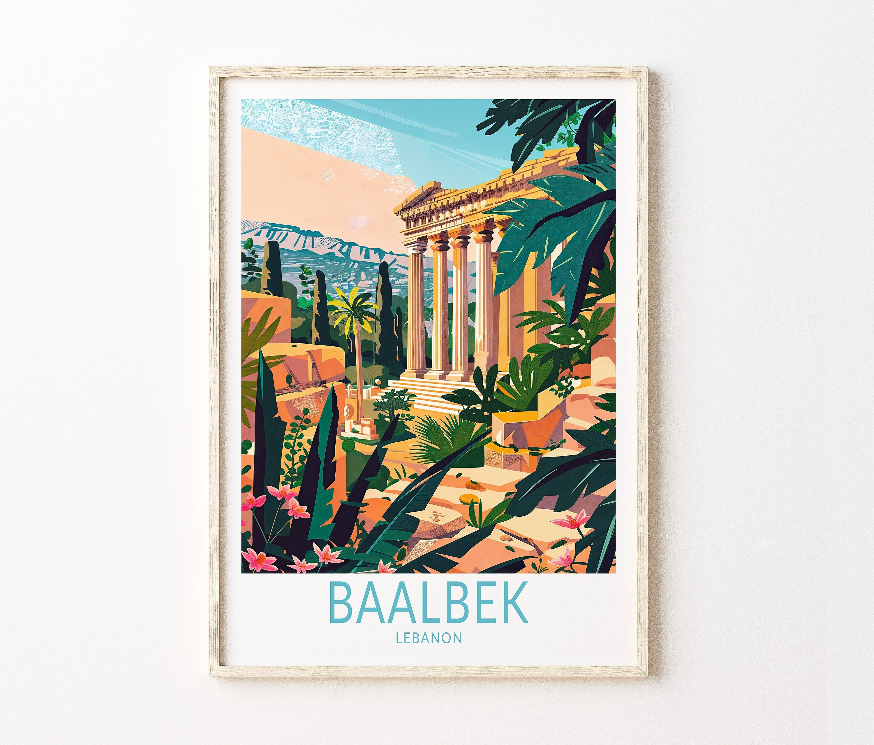 Baalbek Travel Poster Baalbek Lebanon Poster Print Lebanon Wall Art 