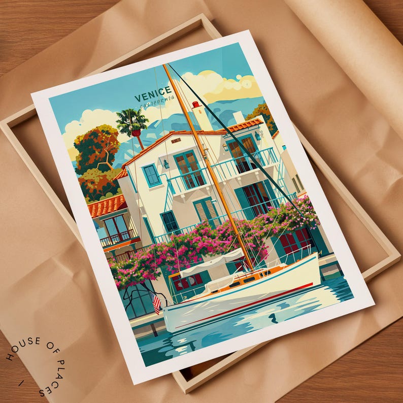 Venice Custom Travel Poster, Venice California Wall Art, California