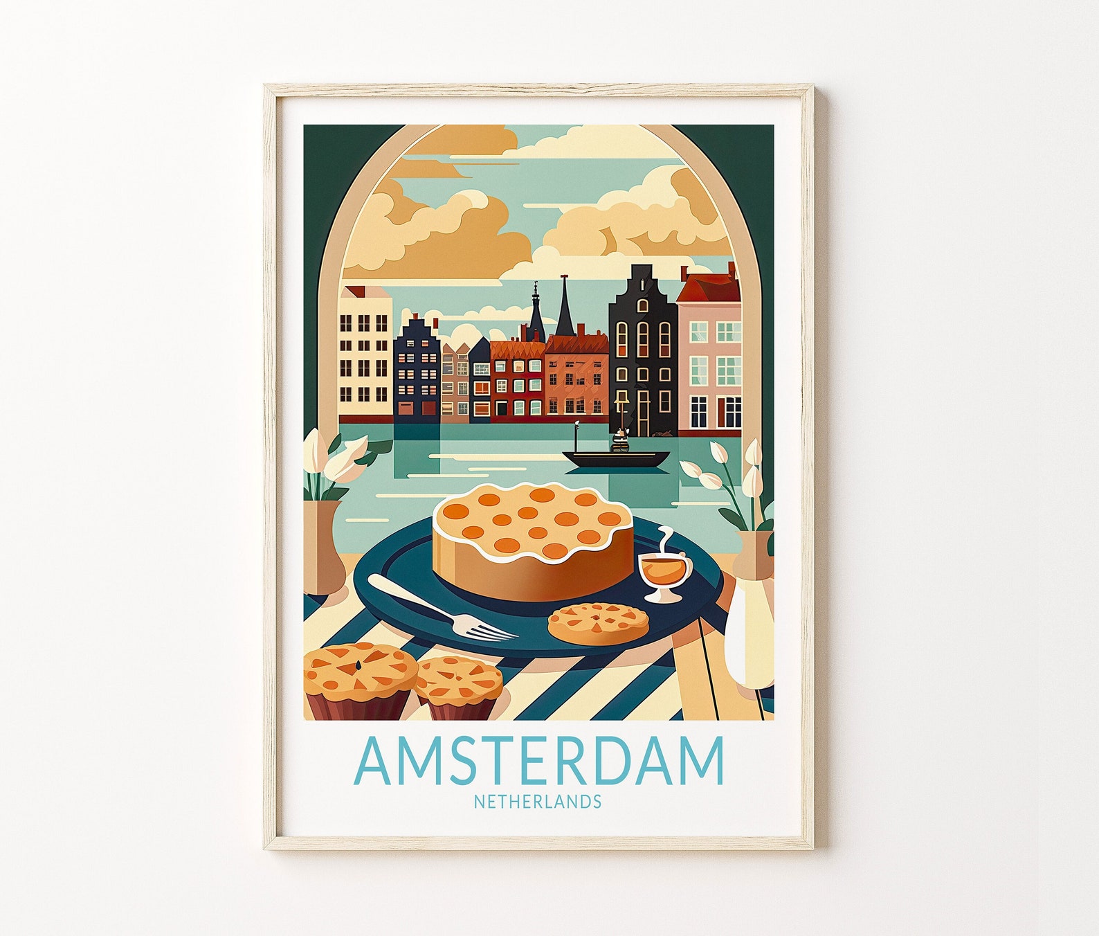 Amsterdam Travel Poster, Netherlands Amsterdam Travel Poster Print ...