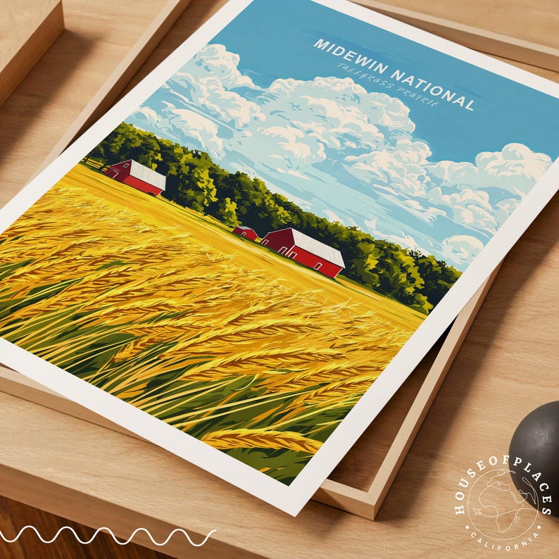 Midewin National Travel Poster, Tallgrass Prairie Wall Art Print ...