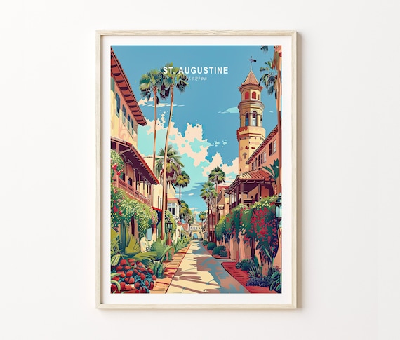 St. Augustine Florida Poster, Florida Wall Art Decor, City Travel Poster Gifts, St. Augustine Florida Travel Print, Home Decor