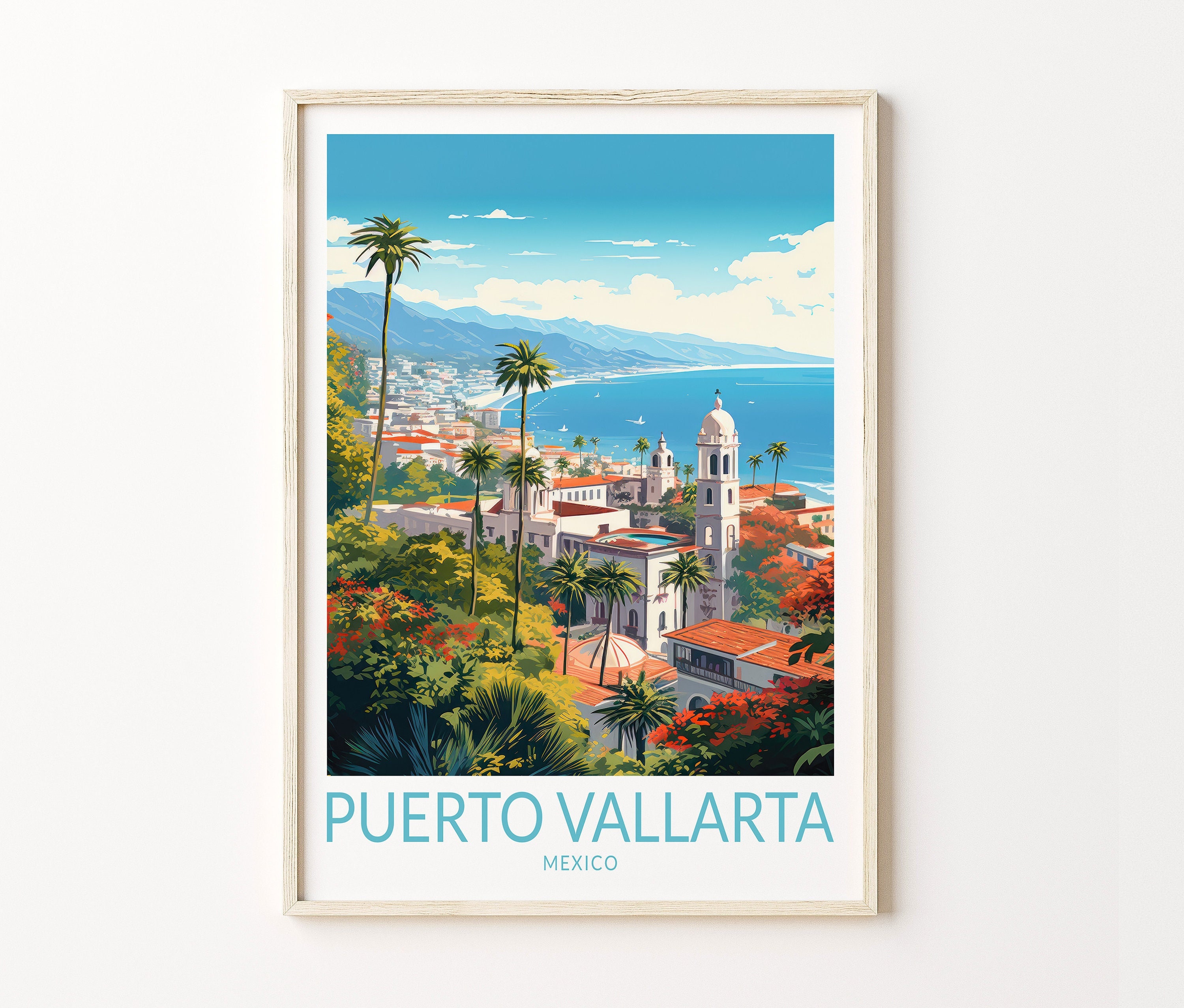 Puerto Vallarta Mexico Travel Poster, Puerto Vallarta Travel