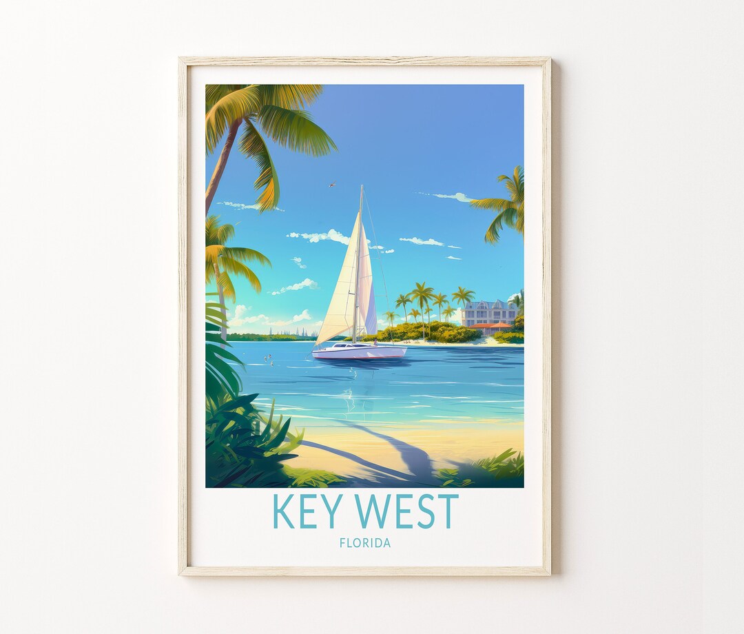 Key West Island Florida Poster Wall Art, Key West Travel Poster, USA