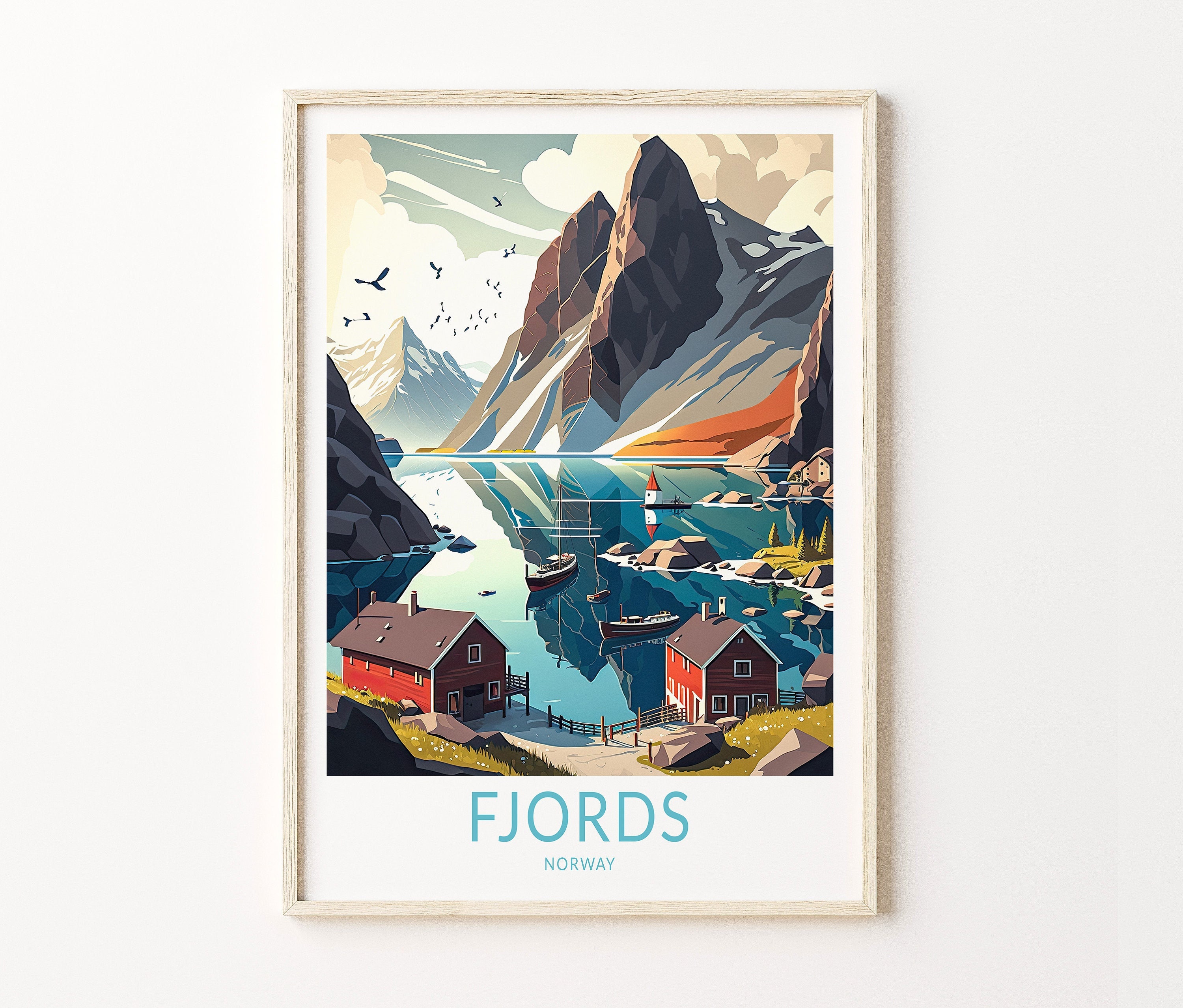 Fjords Norway Travel Print, Fjords Poster Print, Fjords Norway Wall Art, Fjords Trendy Travel Wall Decor, Norwegian Fjords