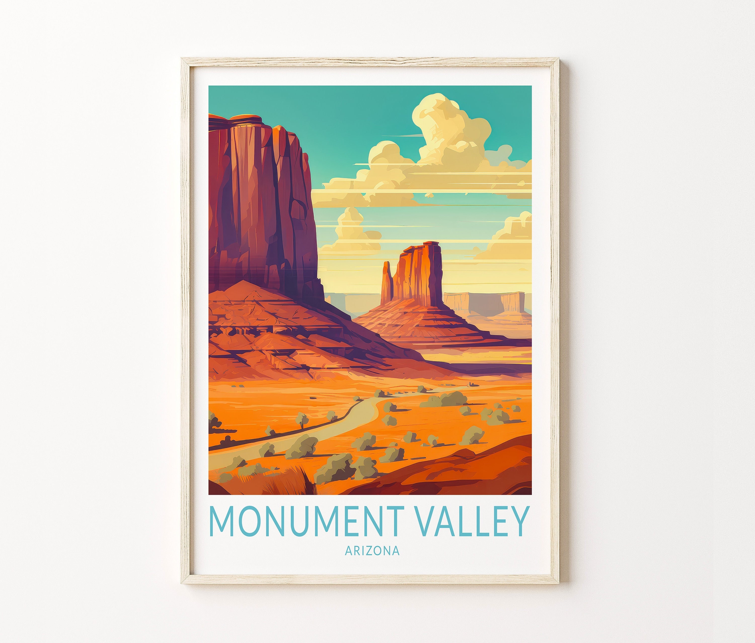 Monument Valley Arizona Travel Poster, Monument Valley Arizona Travel Poster Print, National Parks Wall Art, Navaja County Arizona