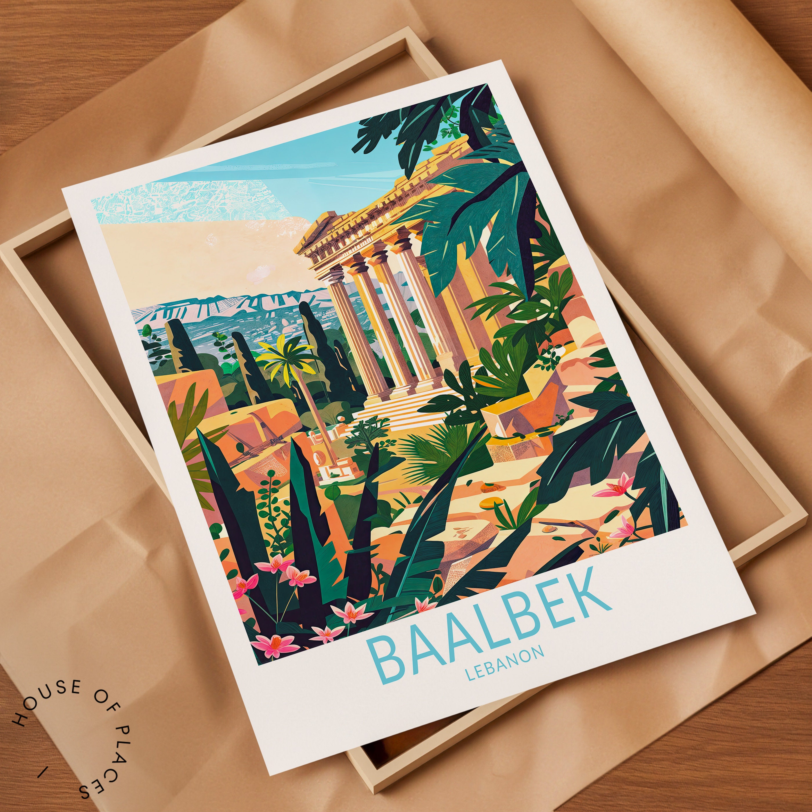 Baalbek Travel Poster, Baalbek Lebanon Poster Print, Lebanon Wall Art ...