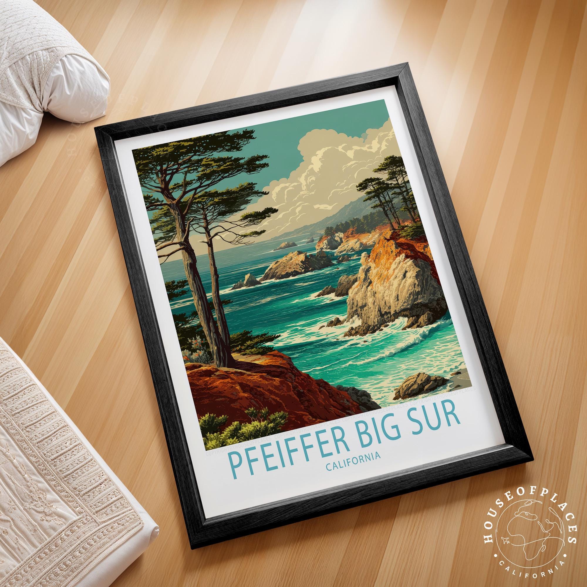 Pfeiffer Big Sur State Park Travel Poster, California Wall Art