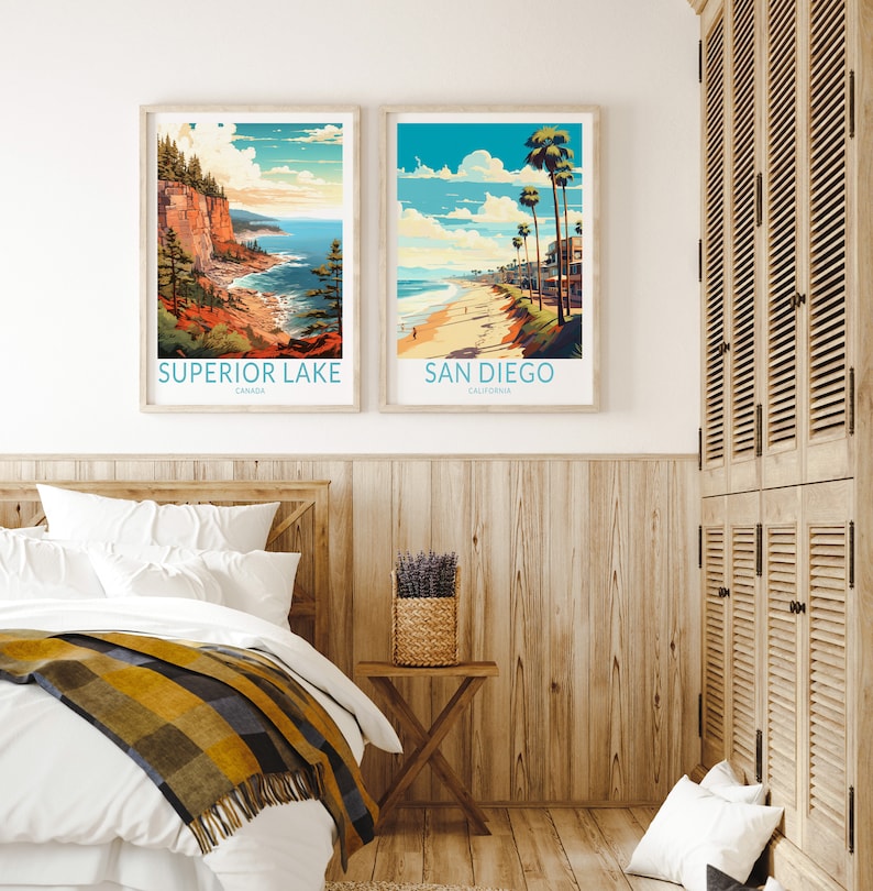 San Diego City California Travel Poster, San Diego Travel Wall Poster ...