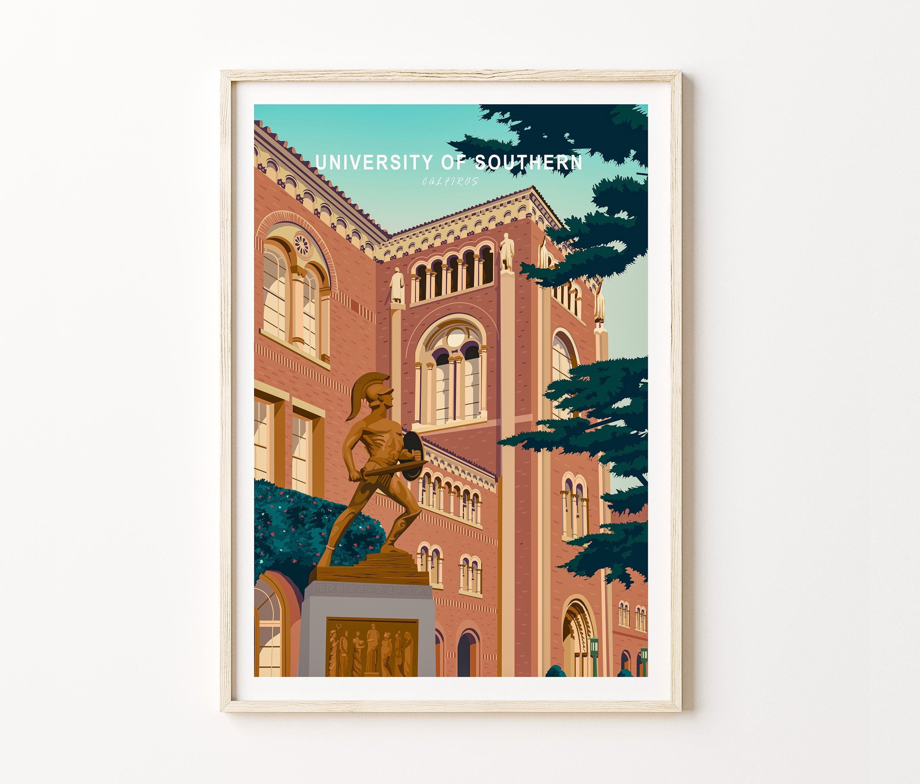 Southern California University Poster, USC School Print, USC Los Angeles City Wall Art, Personalization Of Graduation Gifts