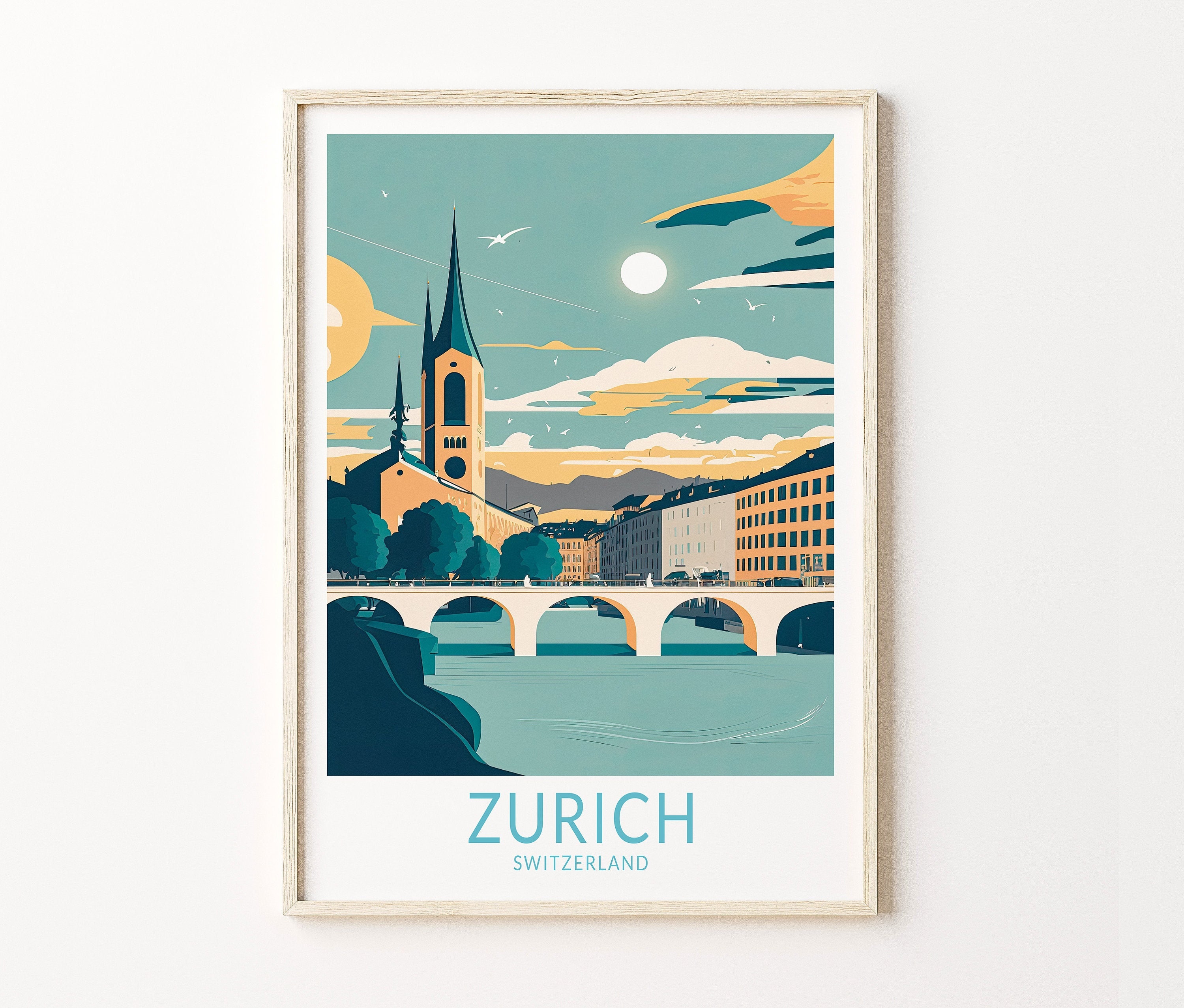 チューリッヒ スイス 旅行ポスター ウォール アート、チューリッヒ ポスター、チューリッヒ 旅行ウォール アート、チューリッヒ ヨーロッパ  旅行プリント、都市旅行ポスター - Etsy 日本