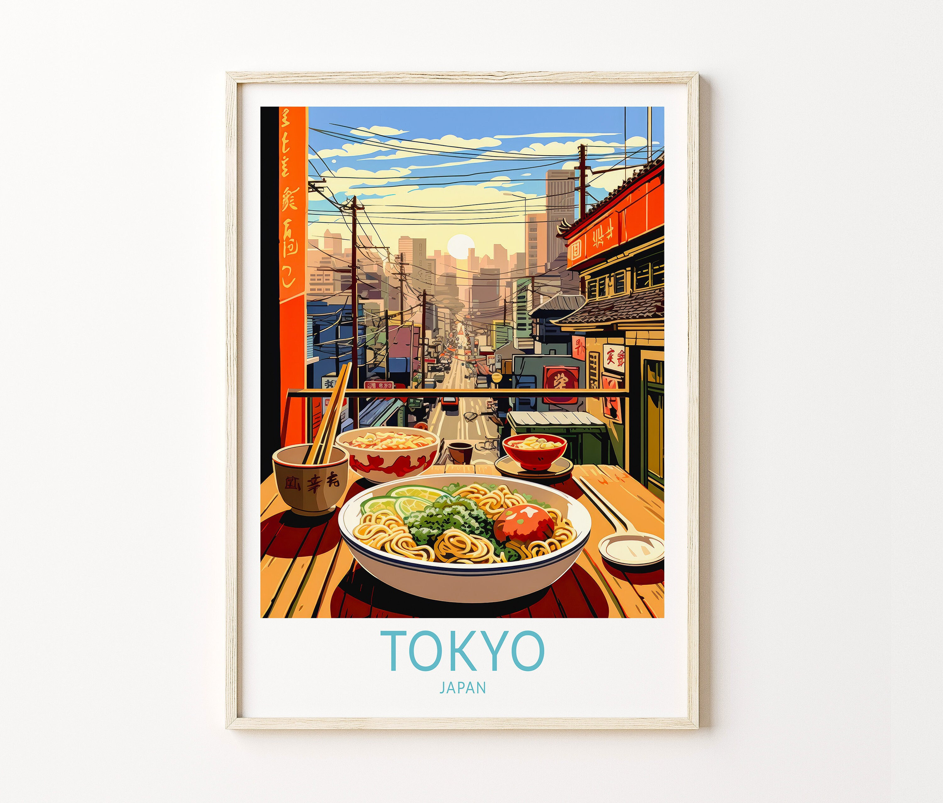 Tokyo Japan Ramen Food Wall Art Travel, Tokyo Travel Food Wall Art