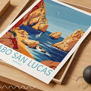 Cabo San Lucas Travel Poster, Mexico Travel Wall Art, Mexico Coast ...