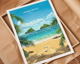 ラニカイビーチ ハワイ旅行プリント、ハワイ ウォールアートプリント