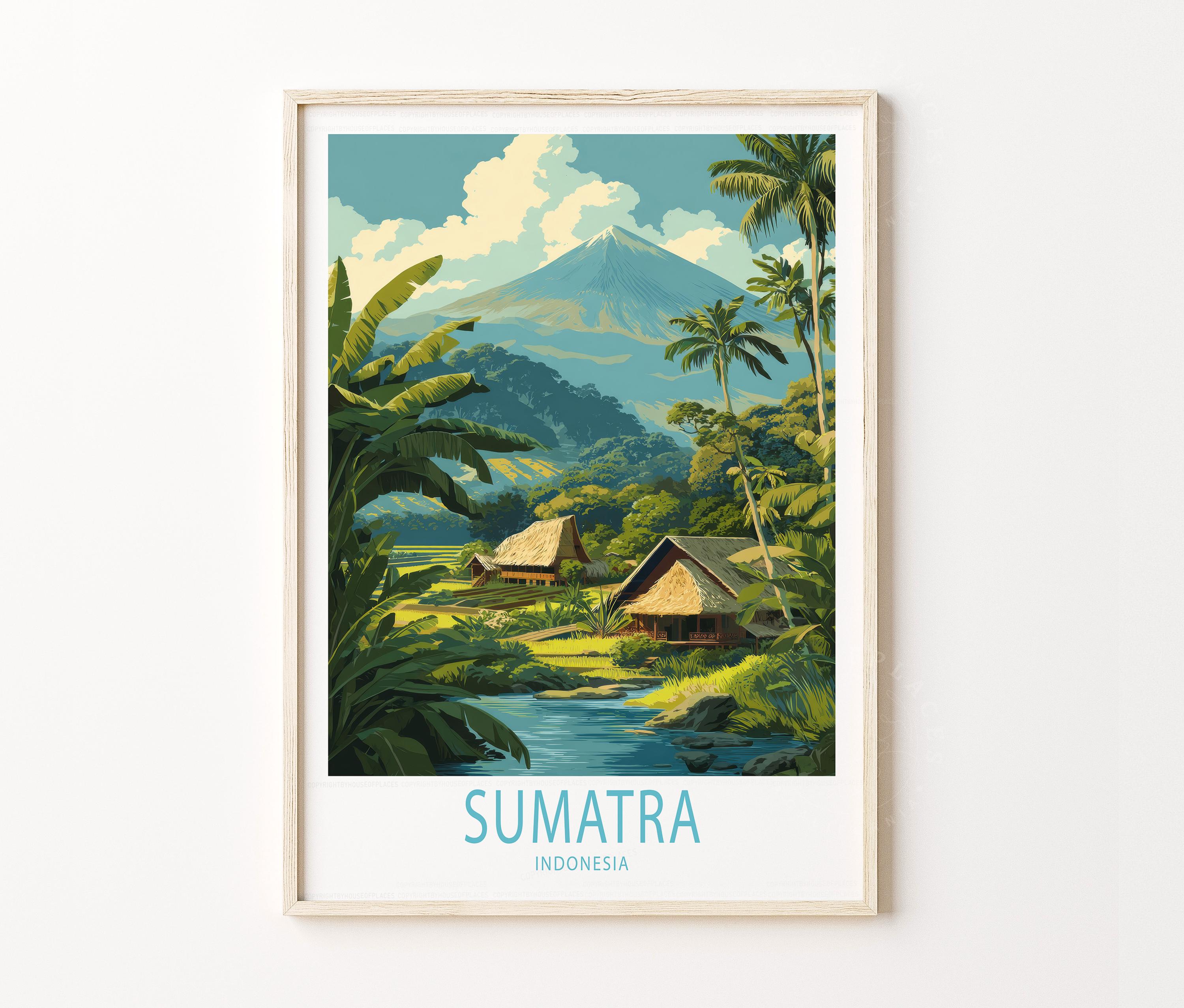 スマトラ島 インドネシア 旅行ポスター、インドネシアの装飾、スマトラ