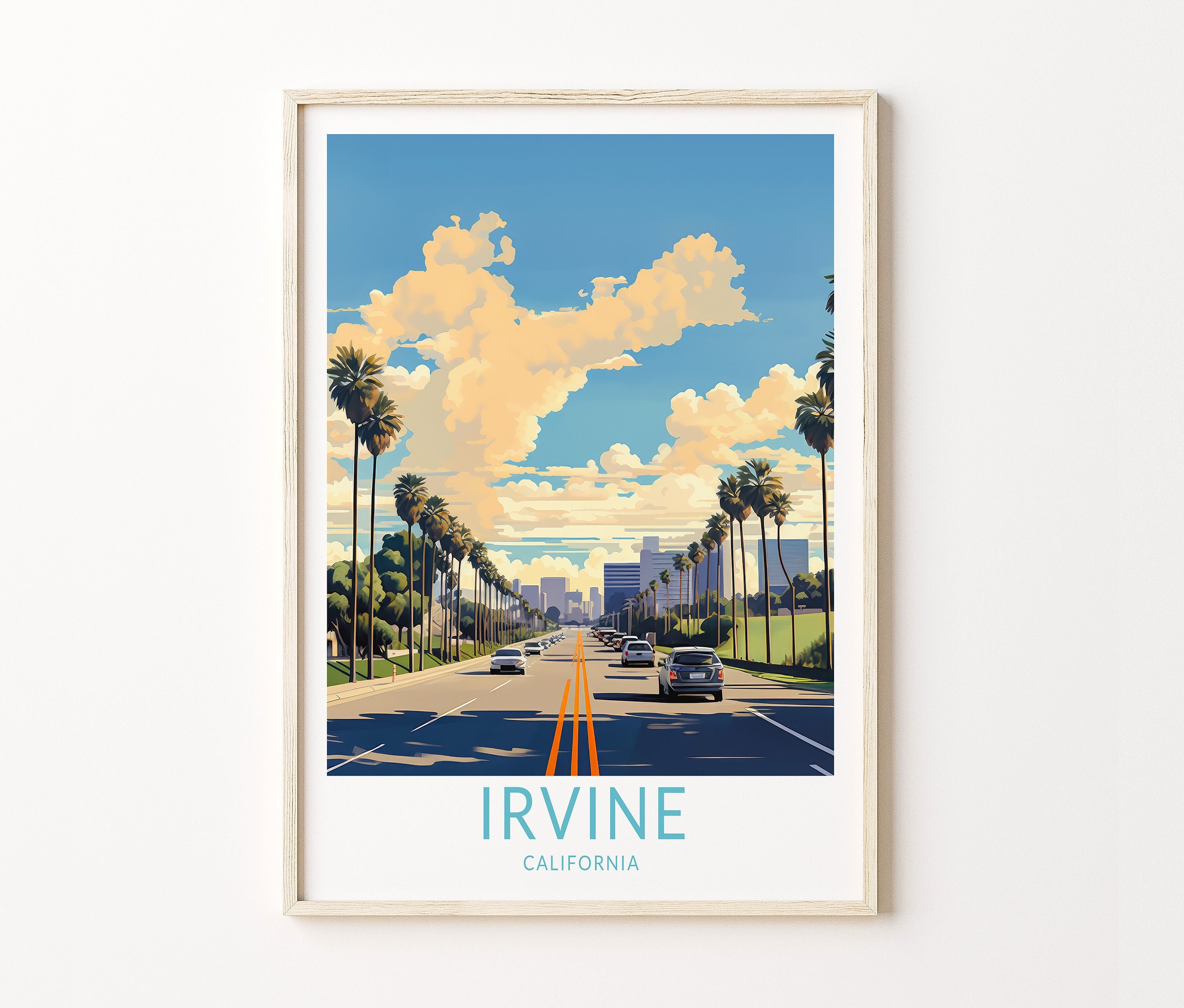 Irvine California Travel Print, Irvine Orange County Poster Print, Traveler City Wall Art, Orange County California Wall Decor
