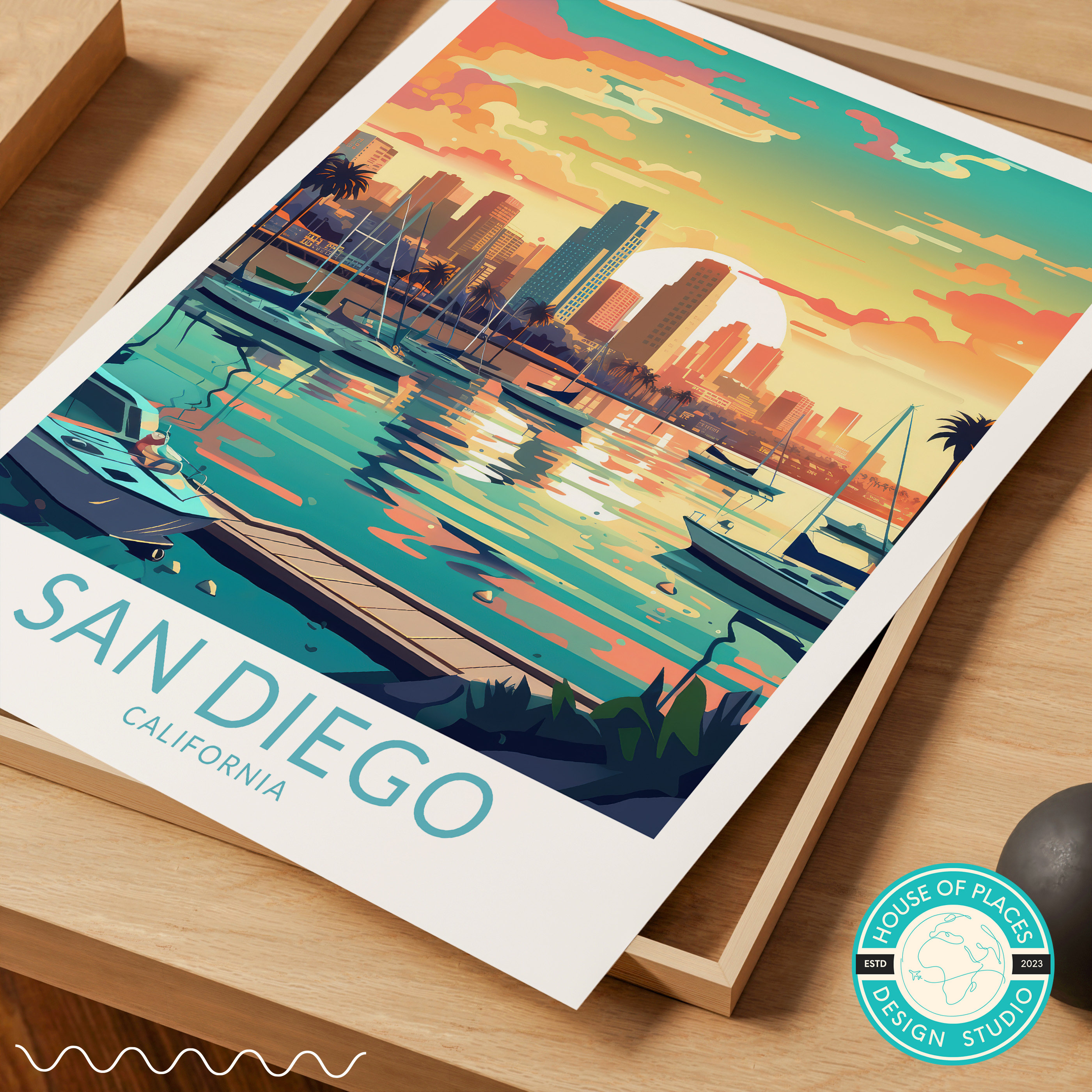 San Diego California Travel Poster, San Diego Travel Wall Poster Print ...
