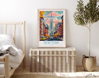 New York Travel Print, New York USA City Poster, New York Wall Art