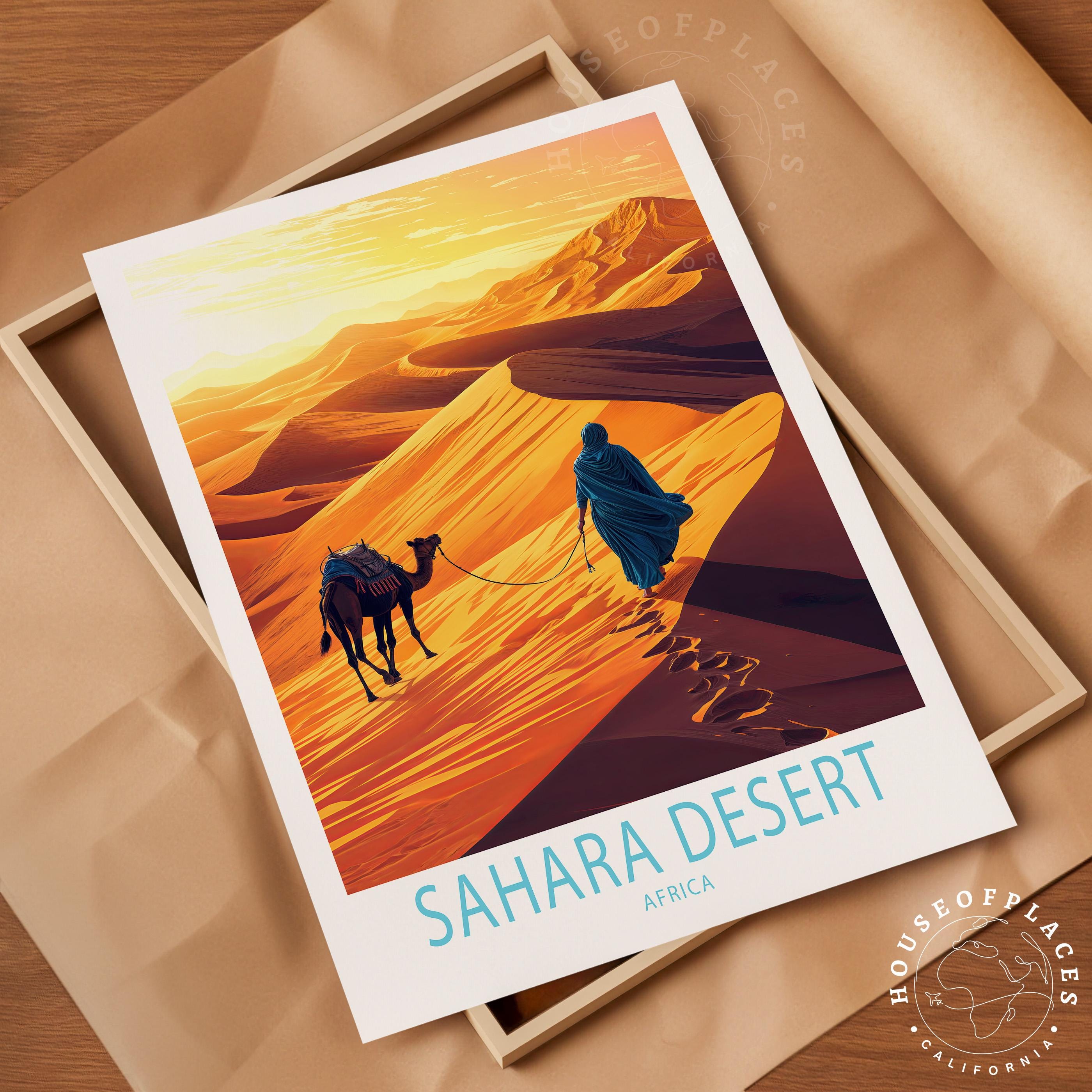 Sahara Desert Africa Travel Poster, Africa Wall Art Print, Sahara