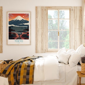 Stampa di viaggio di Tokyo Giappone, stampa di poster di viaggio di Tokyo Giappone, arte murale della città di Tokyo, decorazione murale di viaggio del monte Fuji in Giappone, regalo per viaggiatori immagine 3