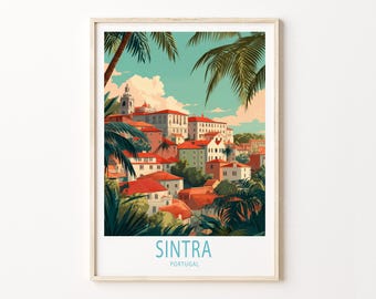 Historic City Print, Sintra Travel Poster, Coastal Europe Art