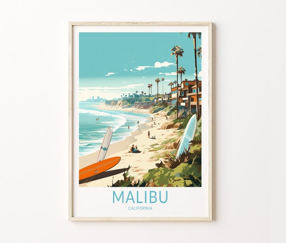 Malibu California Print Wall Art, Malibu California Travel Poster, USA California Wall Art, Traveler Wall Decor, Traveler Gift,Travel Poster