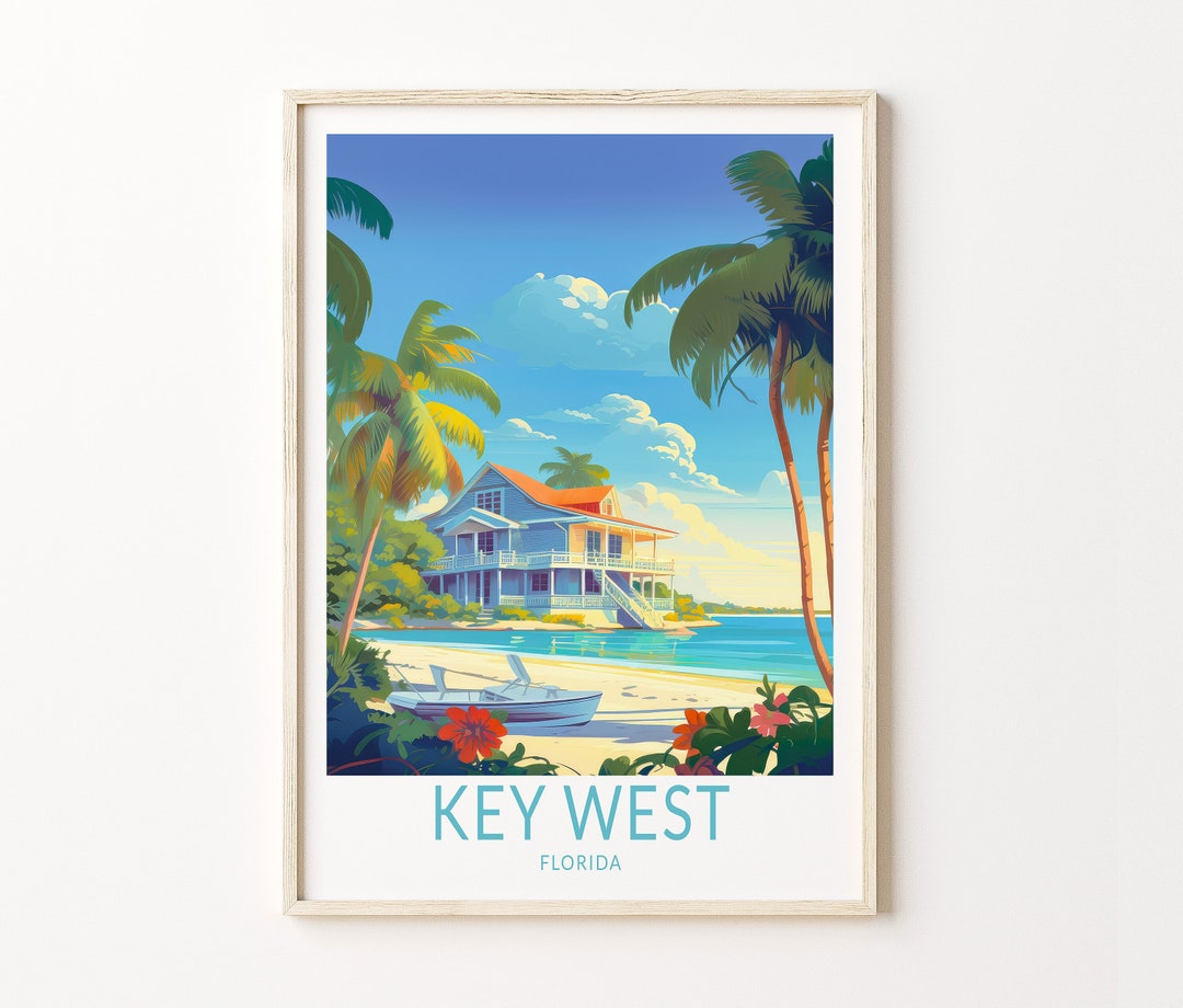 Key West Island Florida Poster Wall Art, Key West Travel Poster, USA