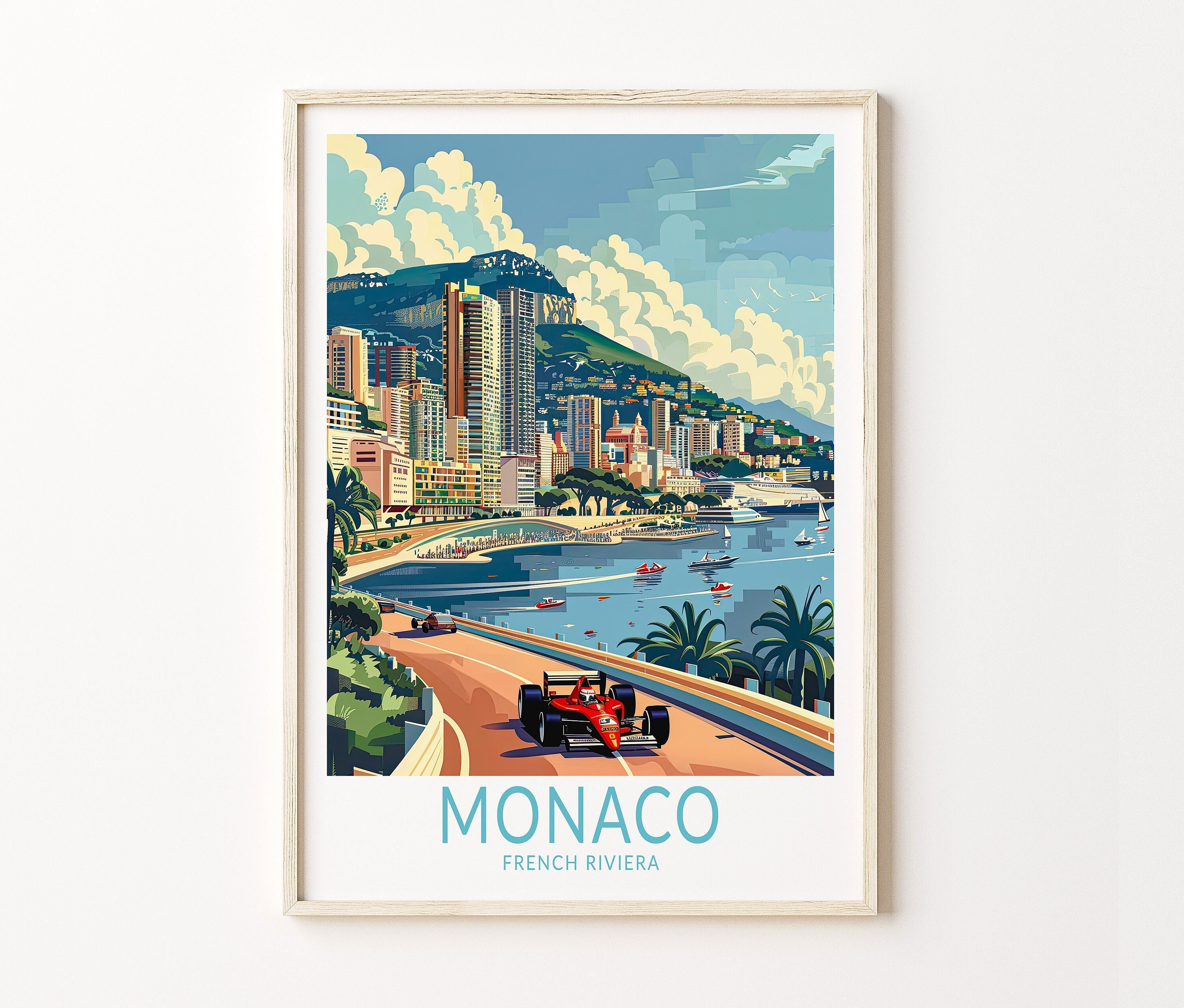 Monaco French Riviera Travel Print, French Riviera Wall Art, Custom City Travel Poster, Travel Home Decor, Birthday Present