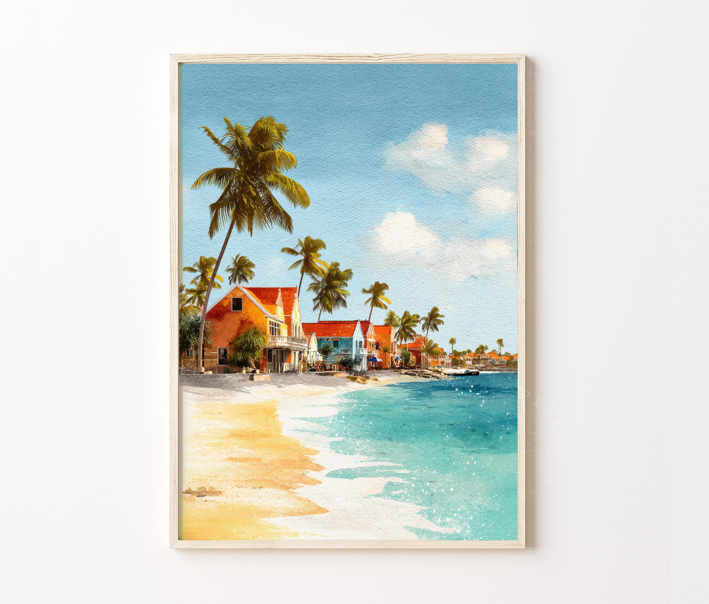 Bonaire Caribbean Poster, Bonaire Beach Wall Art, Tropical Island