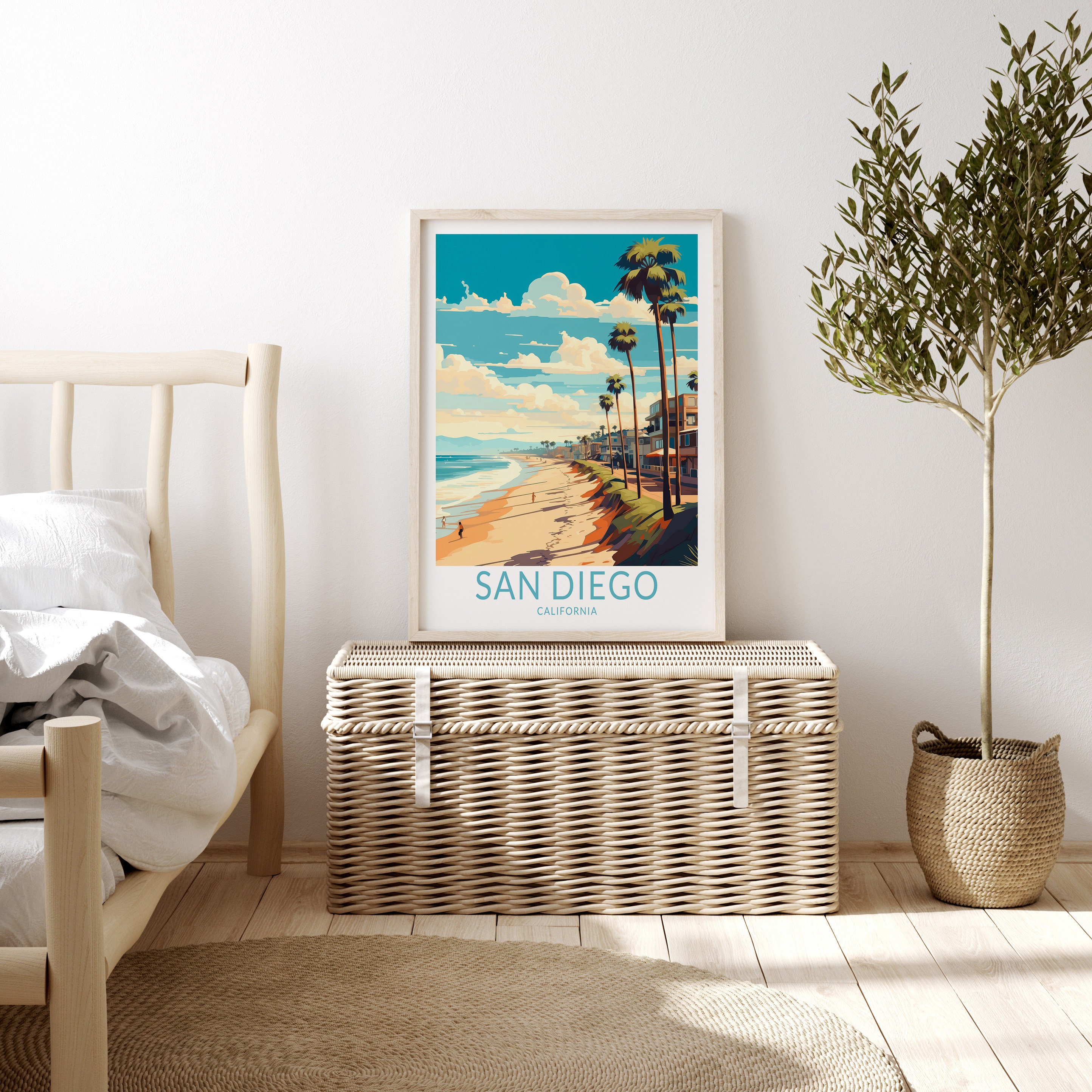 San Diego City California Travel Poster, San Diego Travel Wall Poster ...