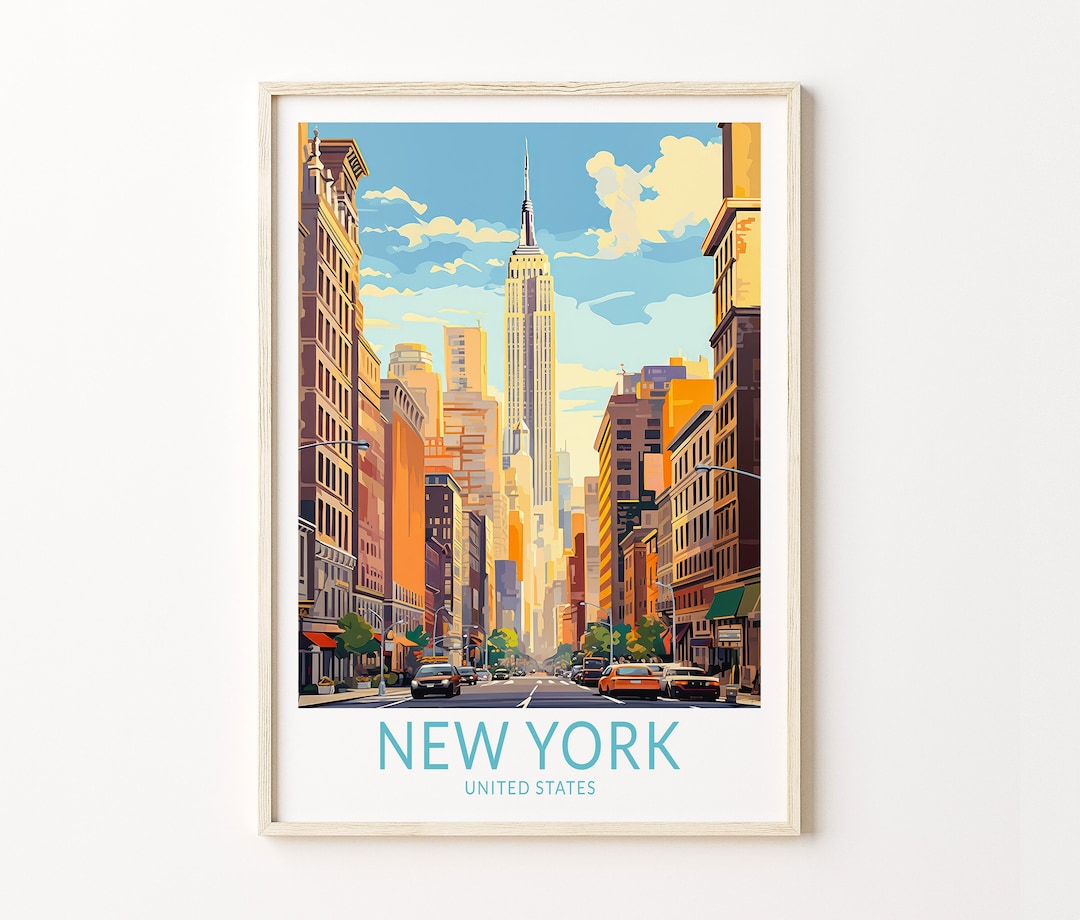 New York Travel Print, New York City Travel Poster, New York Wall Art