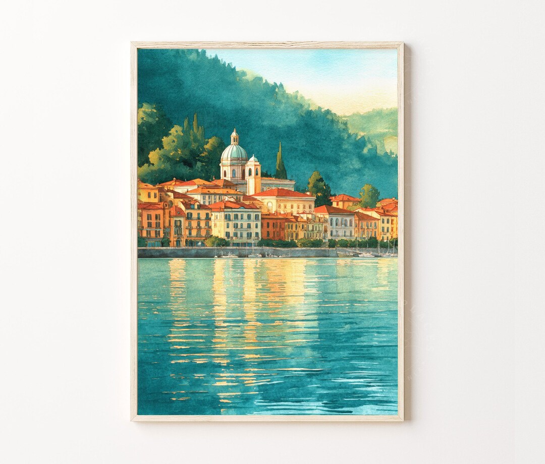 Como Italy Watercolor Travel Poster, Lake Como Wall Art Print - Etsy