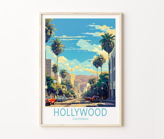 Hollywood travel poster, Hollywood Los Angeles Poster Print, Hollywood Custom travel print, Personalized Travel Poster, Birthday Gifts