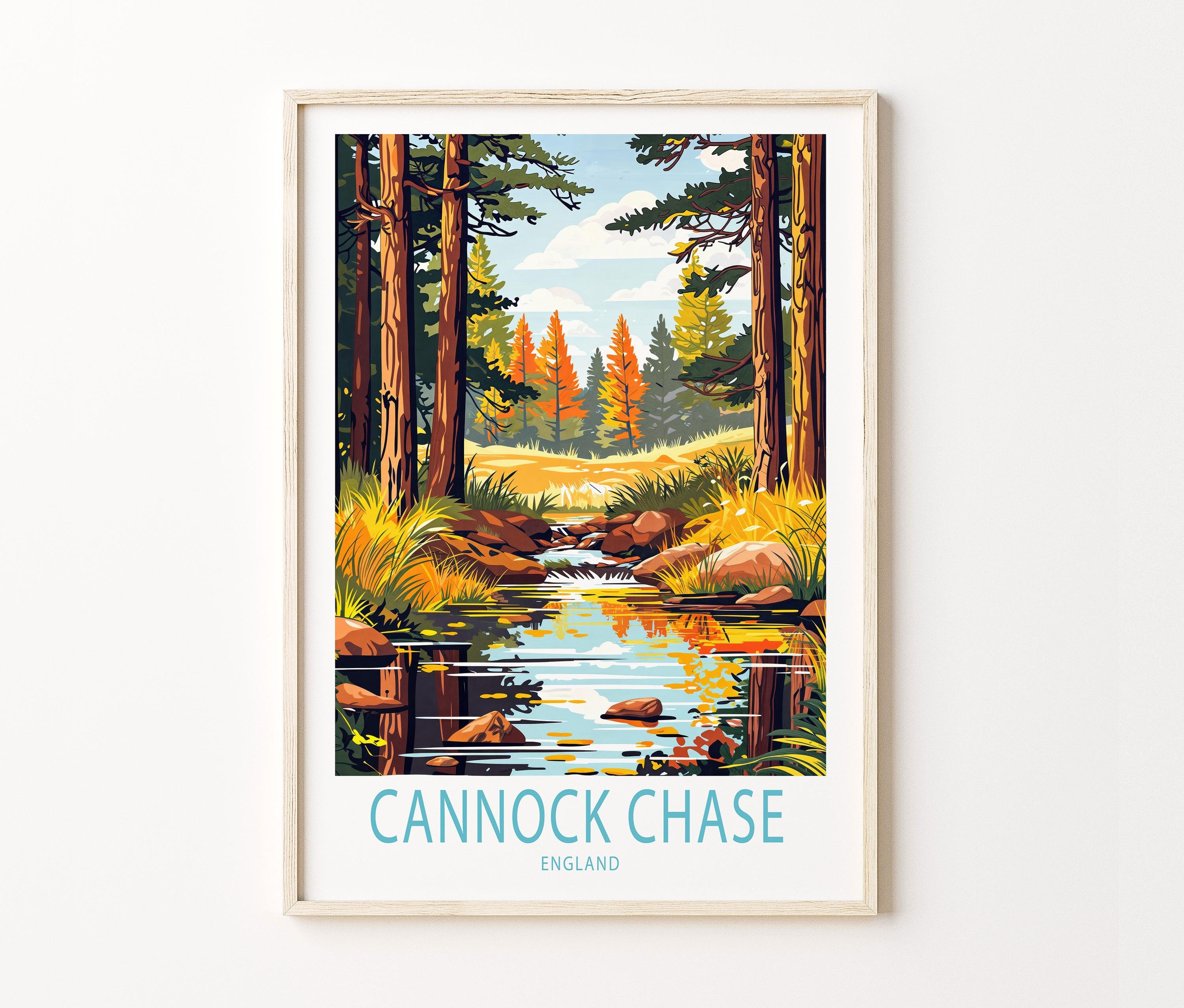 Cannock Chase Travel Poster, England Wall Art, Cannock Chase National Landscape Print, Home Decor, Custom Travel Poster, Birthday Gifts