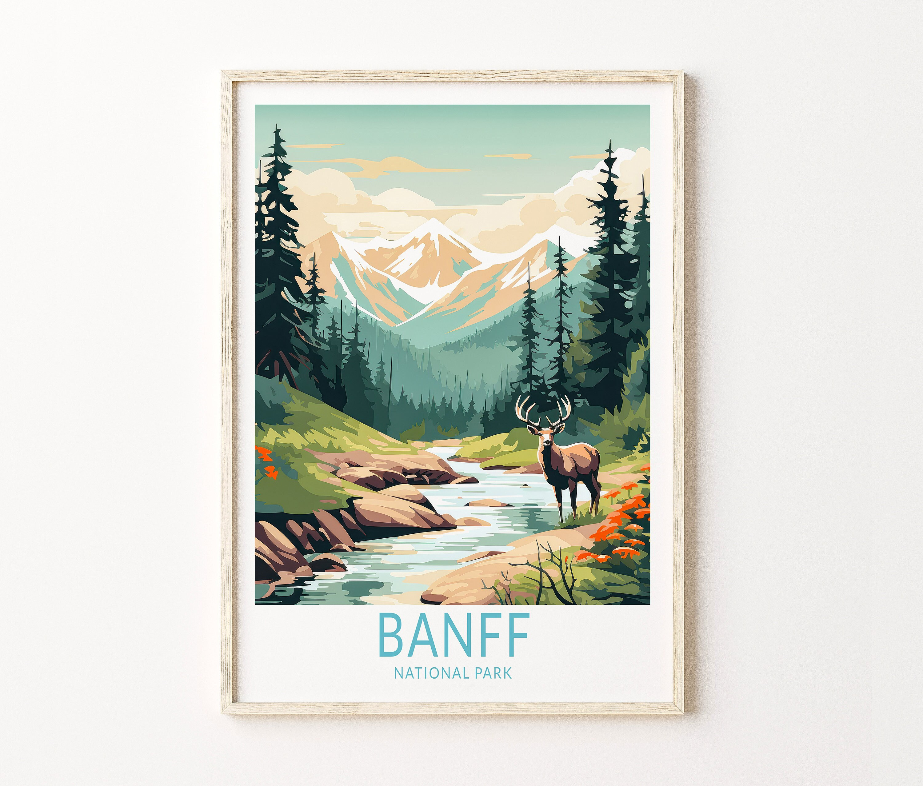 Banff National Park Travel Poster, Banff Canada Poster, Canada National Parks Travel Wall Art Print, Personalized Travel Poster
