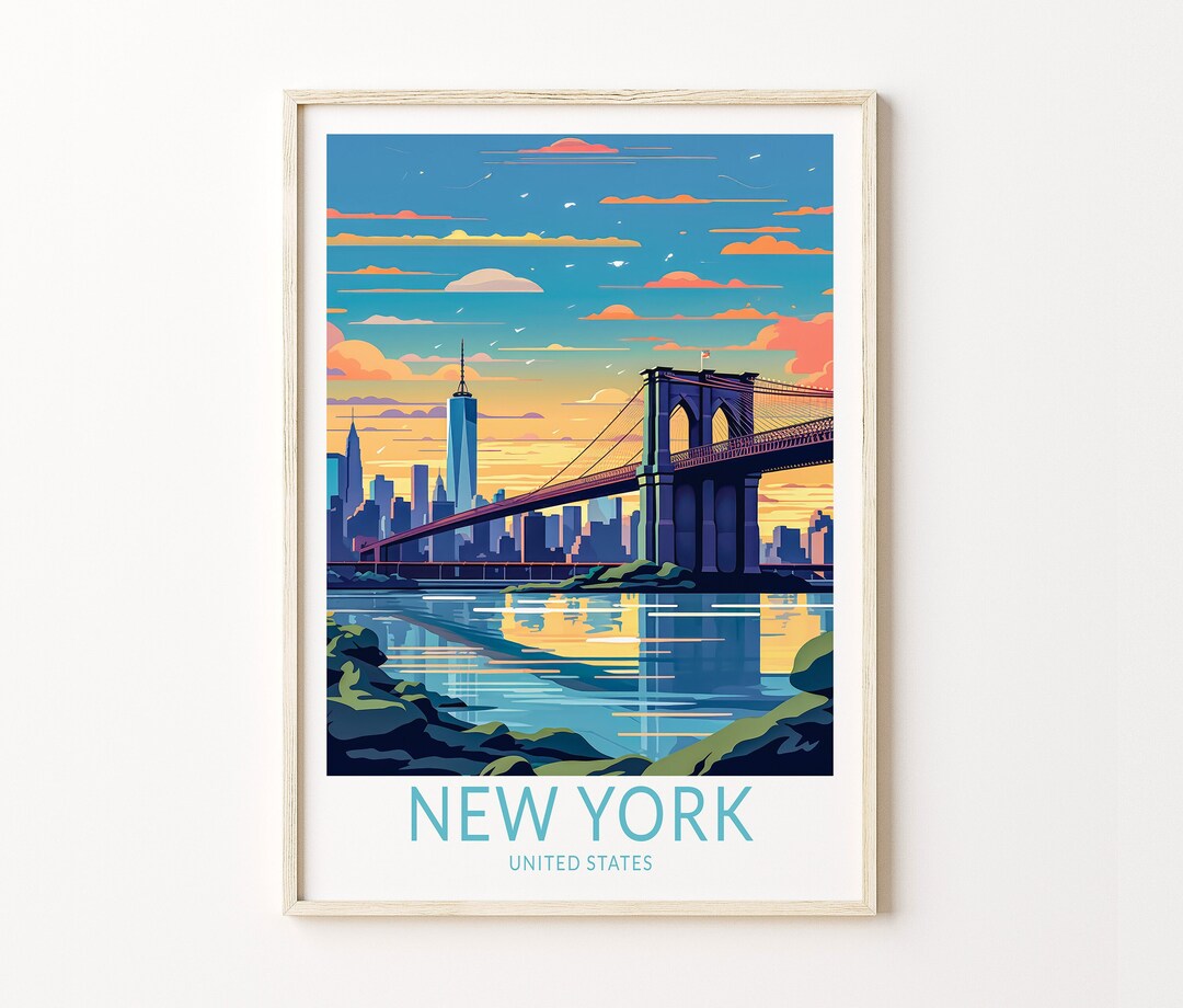New York Brooklyn Travel Poster, New York Poster Print, New York