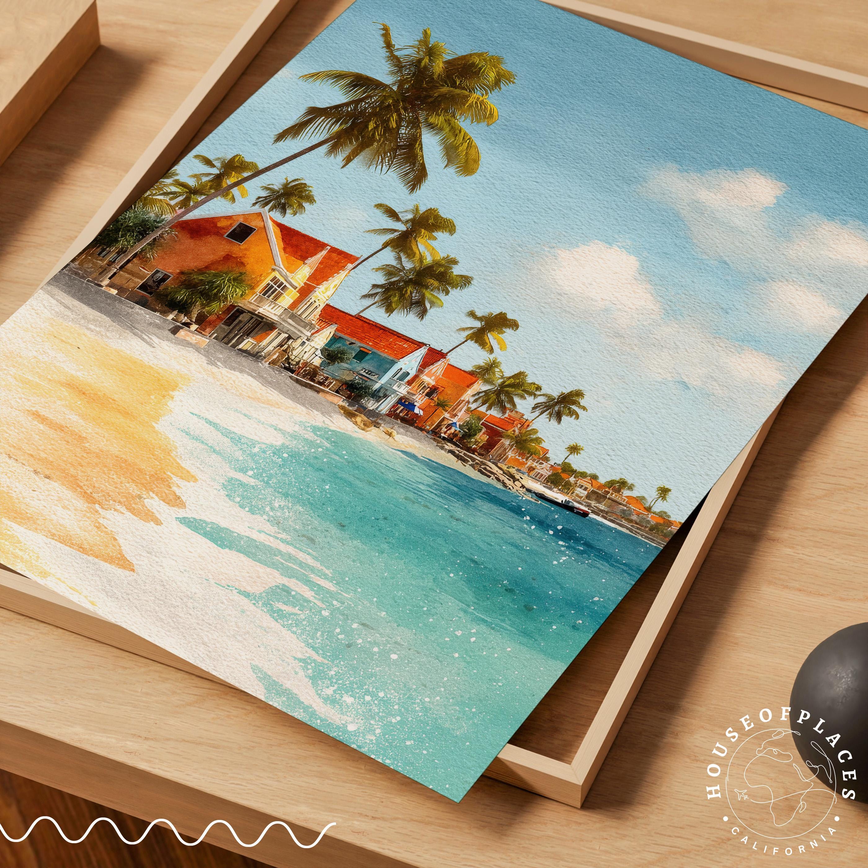 Bonaire Caribbean Poster, Bonaire Beach Wall Art, Tropical Island