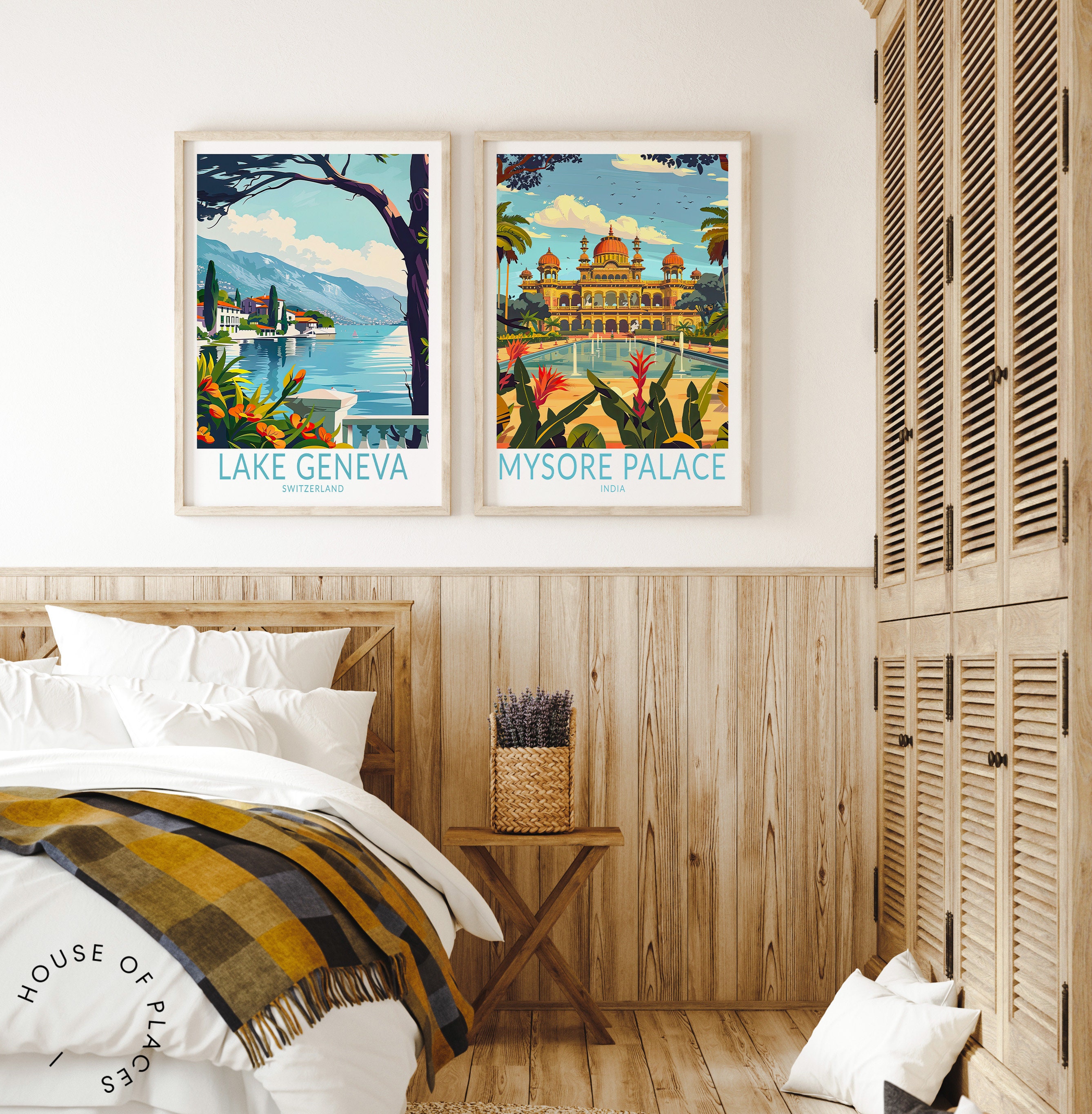 La Neziere Lake Geneva Switzerland Travel Advert Large Framed Art Print