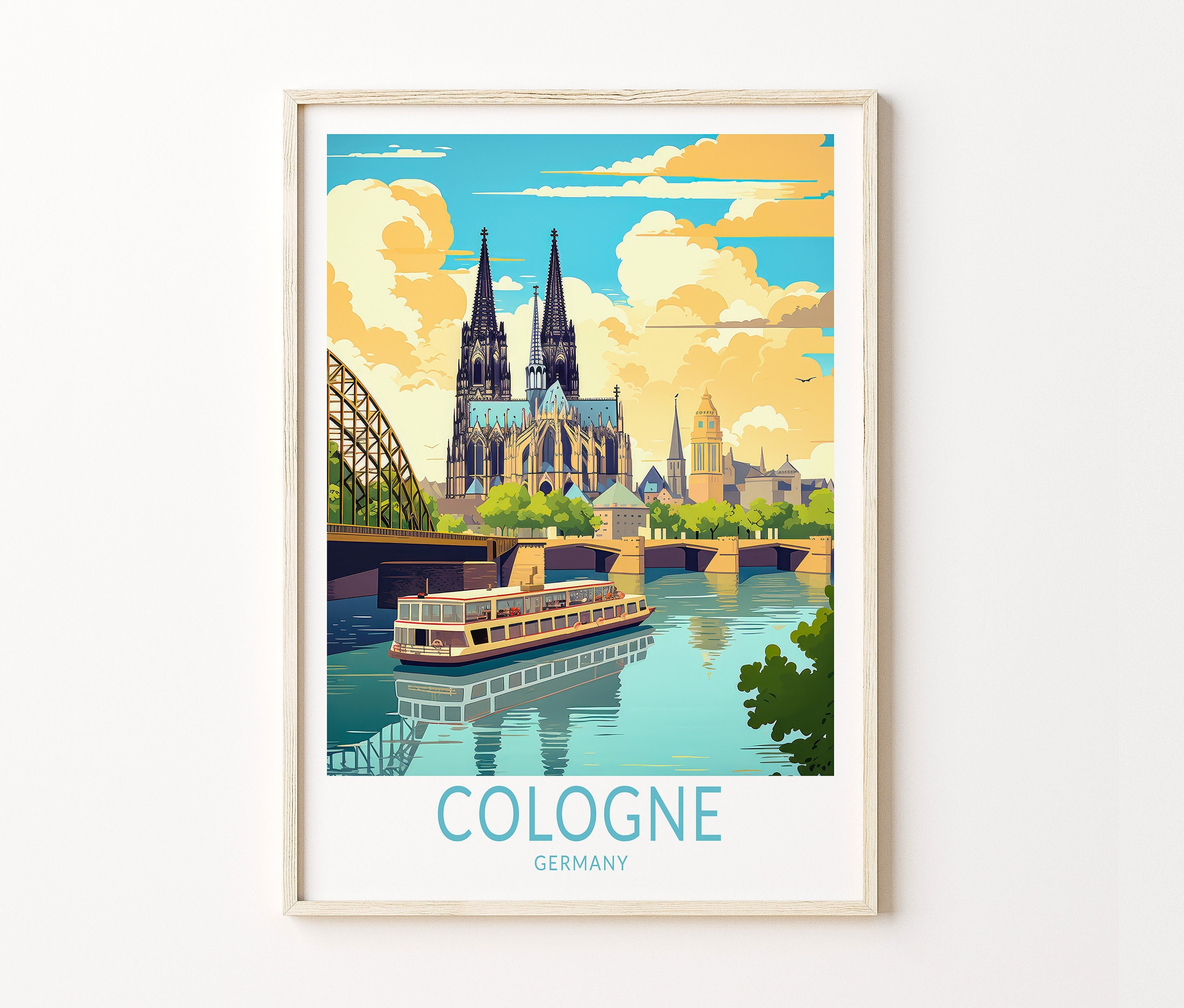 Cologne Travel Poster, Cologne Germany Poster Print, Cologne Custom Travel Print, Personalized Travel Poster, Custom Birthday Gifts