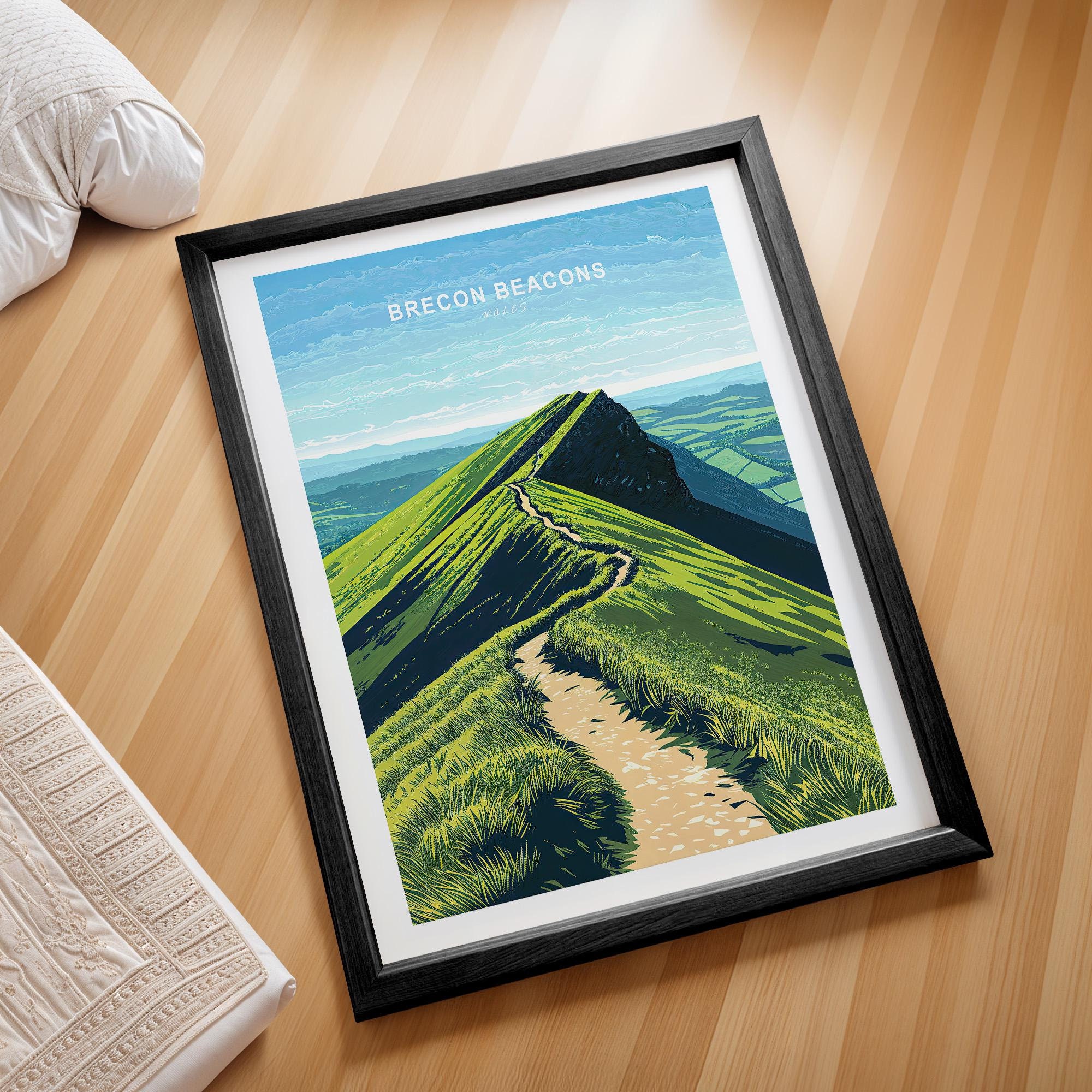 Brecon Beacons Wales Travel Poster, Wales Wall Art Print, Brecon Beacons Travel Print, Birthday Present, Wedding Present